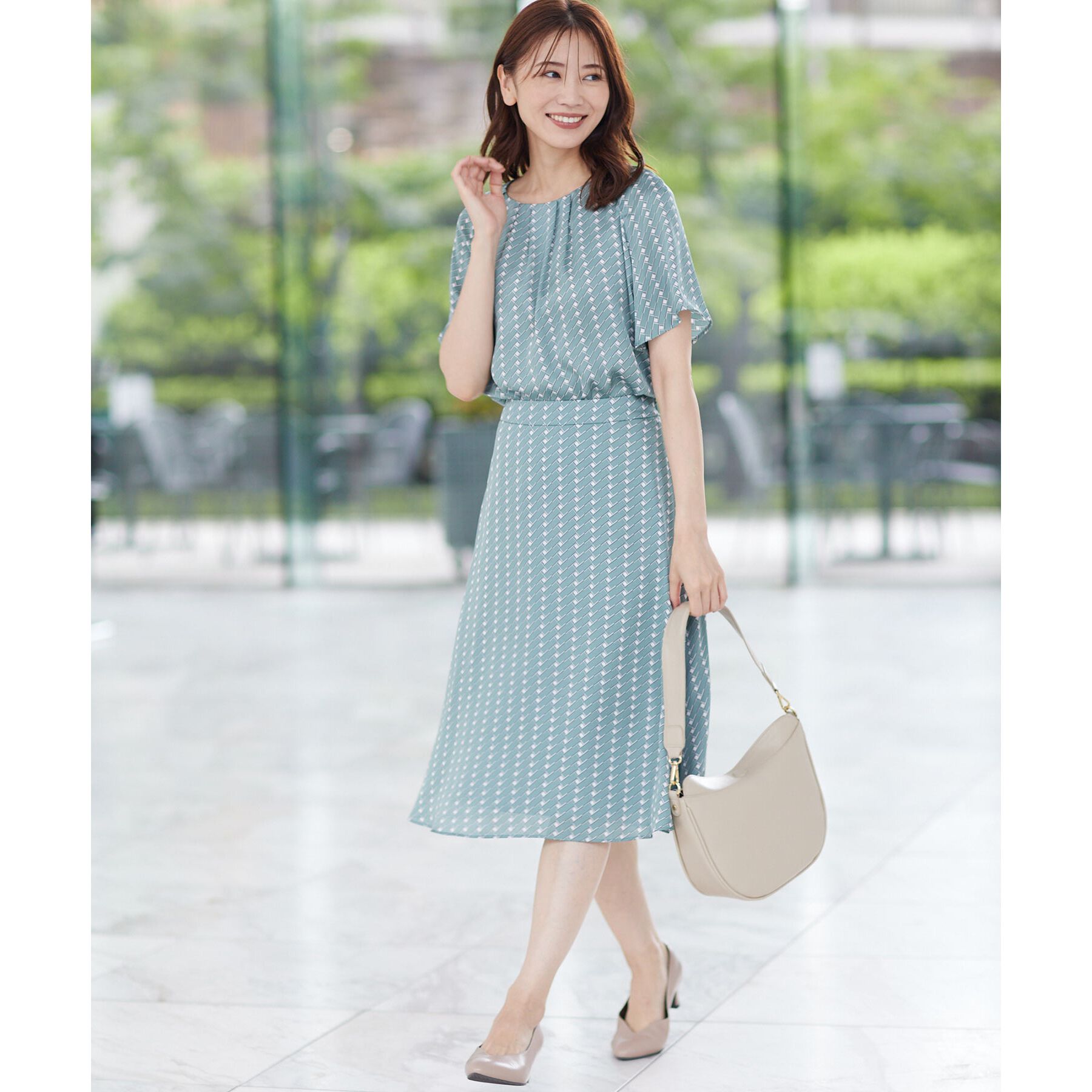 Reflect「【SALE／WEB限定カラーあり／接触冷感／マシンウォッシュ可／セットアップ可能】フレアスリーブプリ」|シャツ・ブラウス|