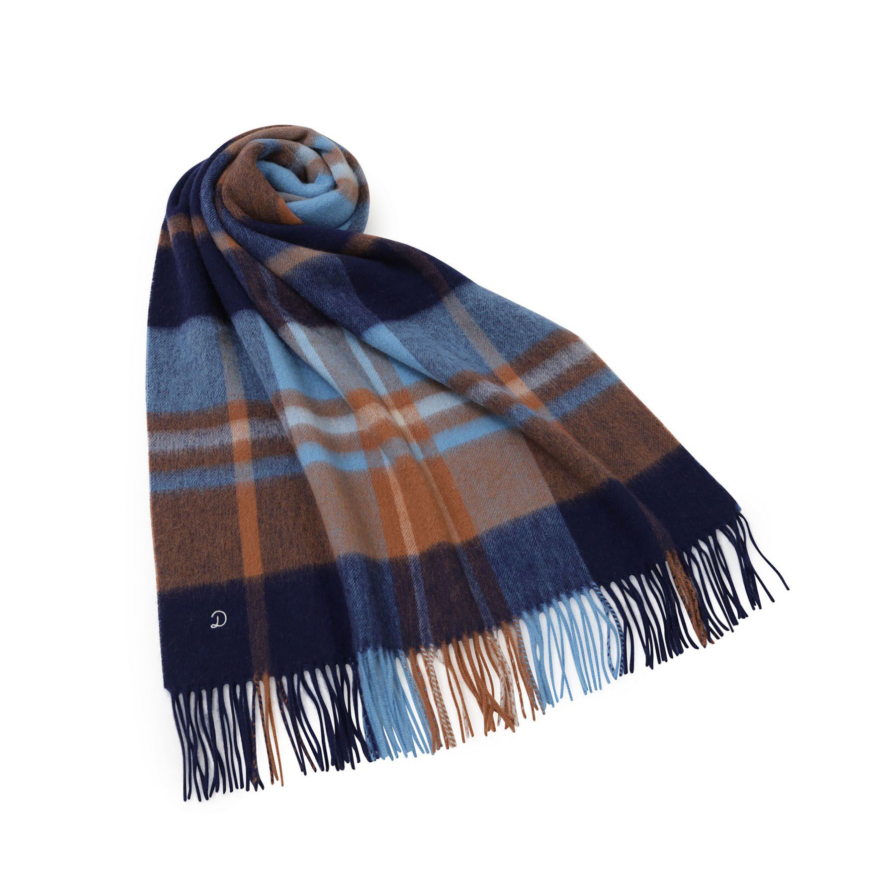 DRESSTERIOR「ウールブレンドチェックストール」|ストール|ブルー(291)