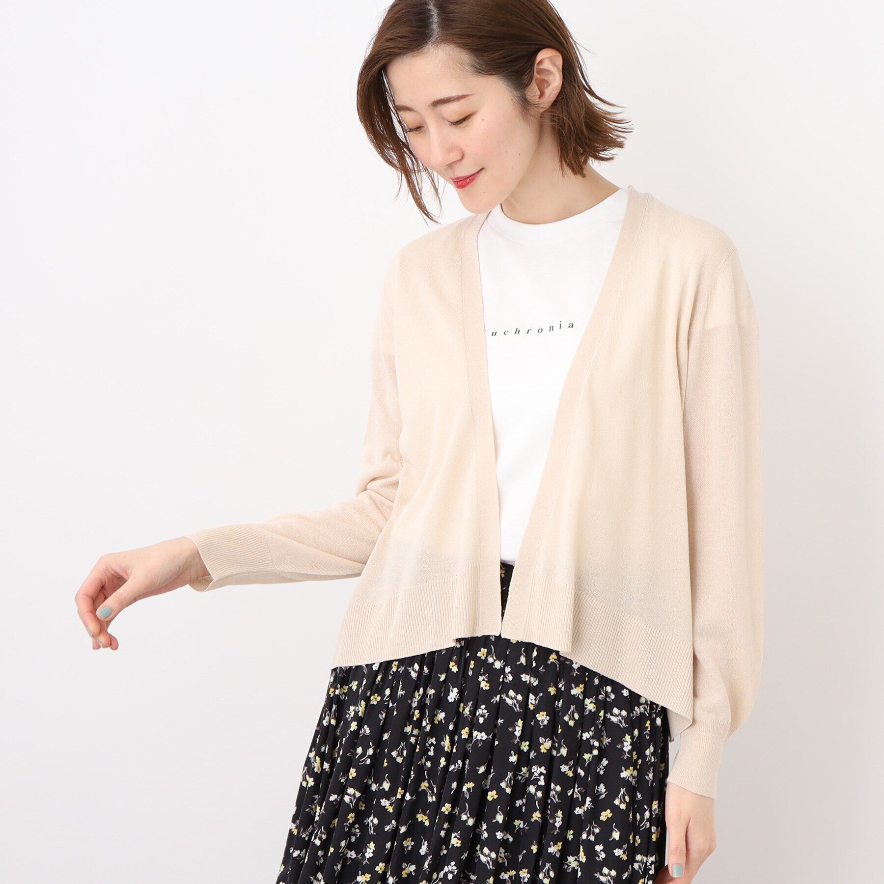 grove「洗える！華やか！便利でベストなスパークショートカーディガン！」|カーディガン|ナチュラル(050)