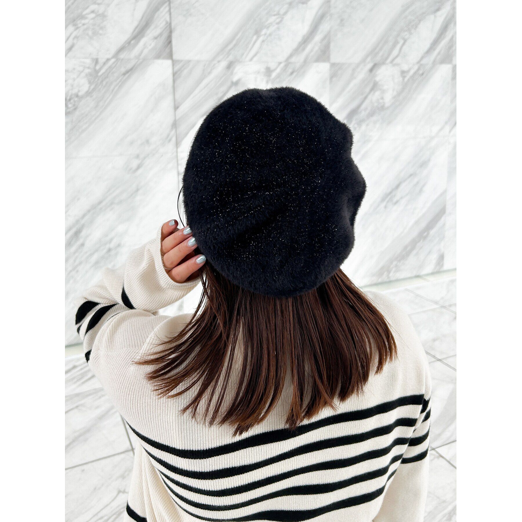 grove「ラメ混ふんわりシャギーベレー」|ハンチング・ベレー帽|