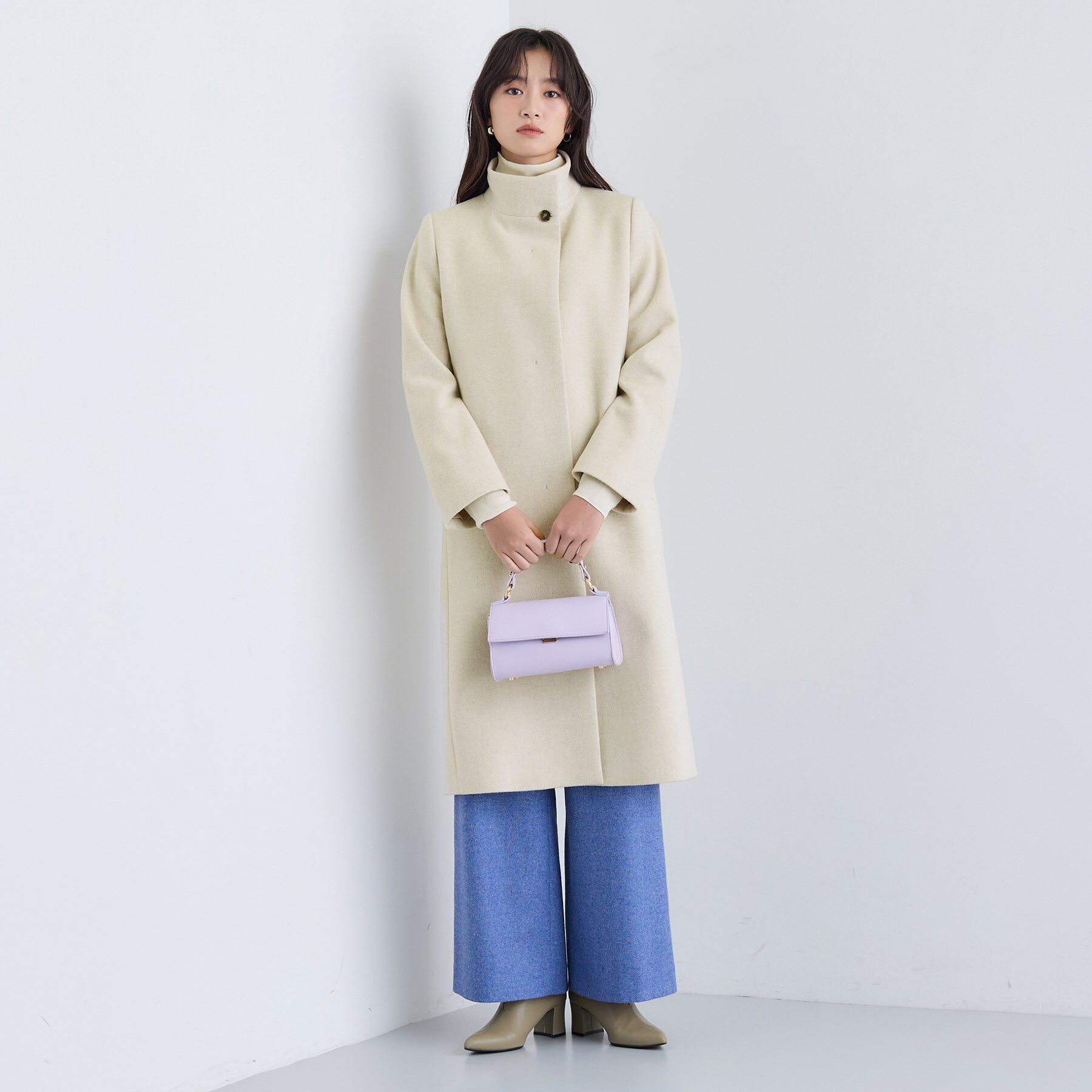 INDIVI「【名品コート／日本製】ウール100％スタンドカラーロングコート」|その他|