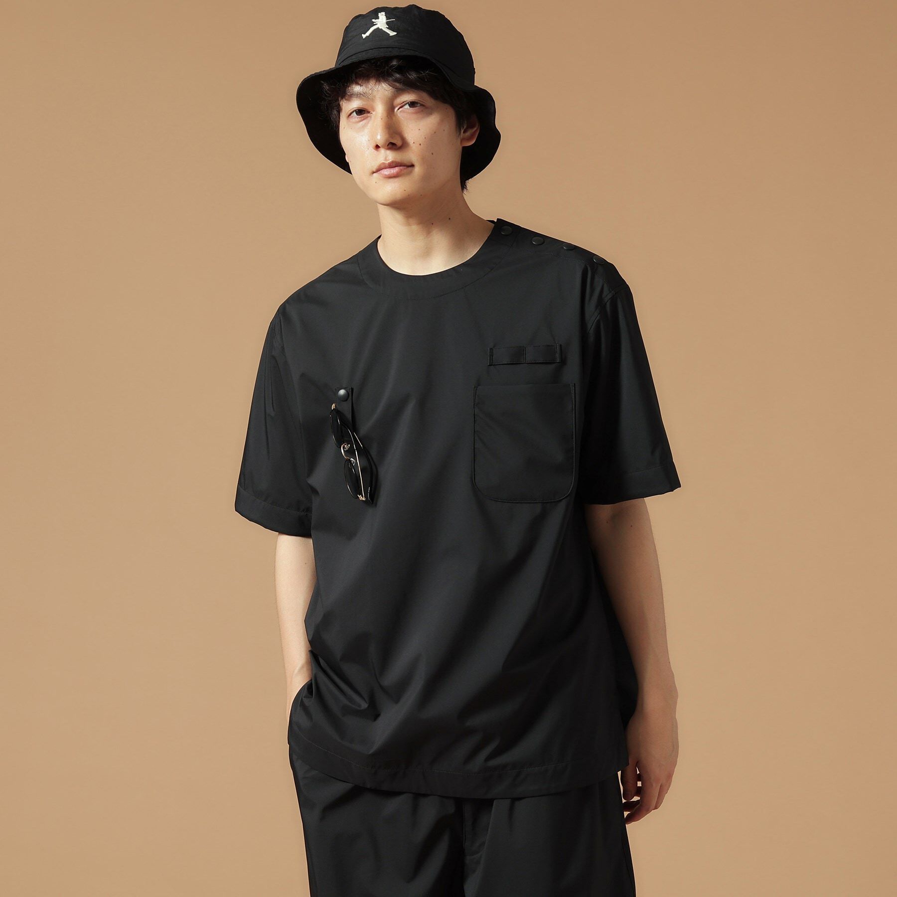 40CARATS&525「【セットアップ対応】3レイヤー プルオーバー半袖シャツ」|Tシャツ・カットソー|ﾌﾞﾗｯｸ(019)