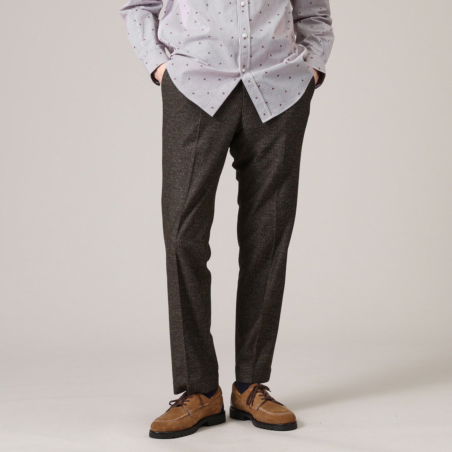 TAKEO KIKUCHI「【限定展開】先染めメランジ スラックス（セットアップ対応）」|その他|ﾌﾞﾗｳﾝ(043)