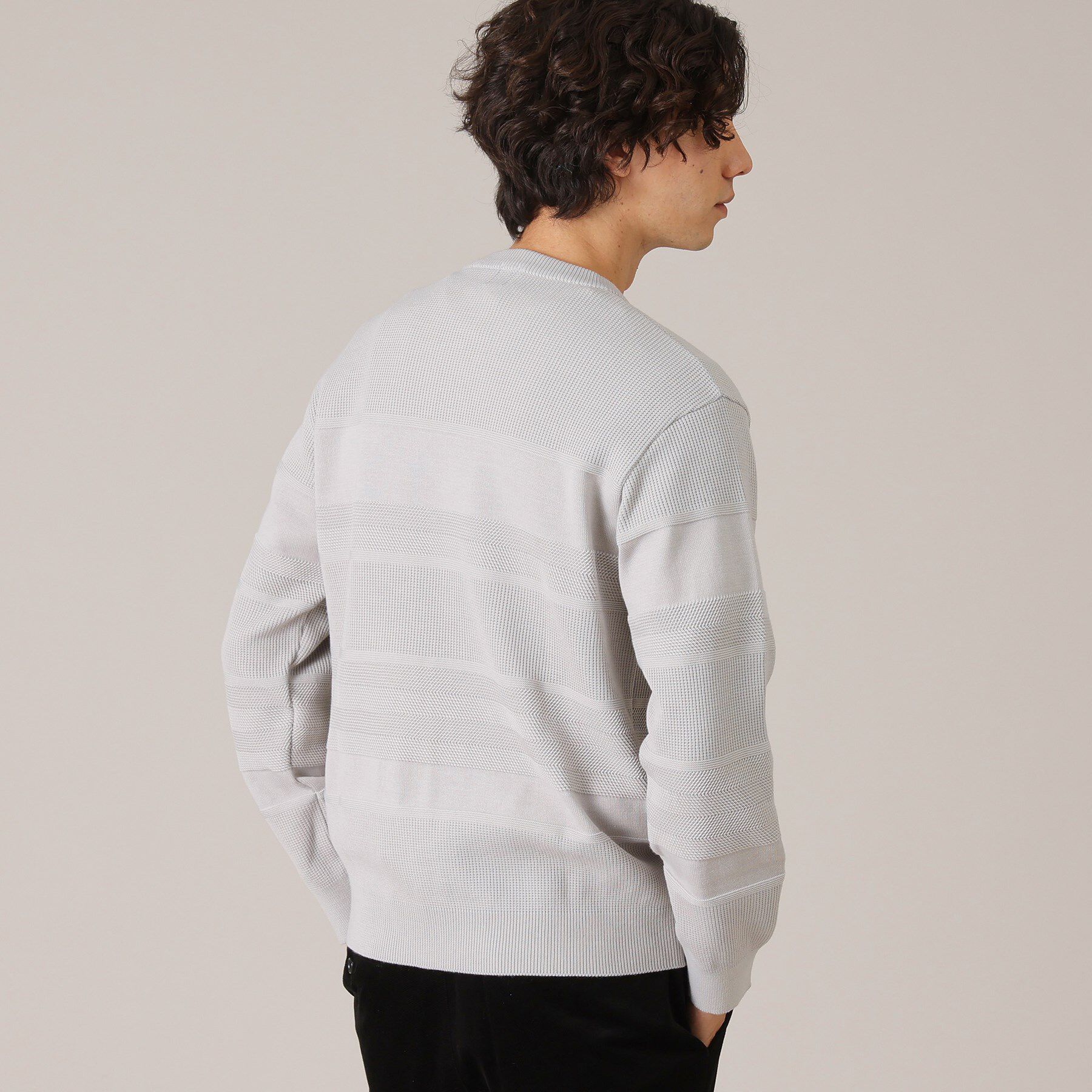 TAKEO KIKUCHI「【Made in JAPAN】編地切替 プルオーバーニット」|ニット・セーター|