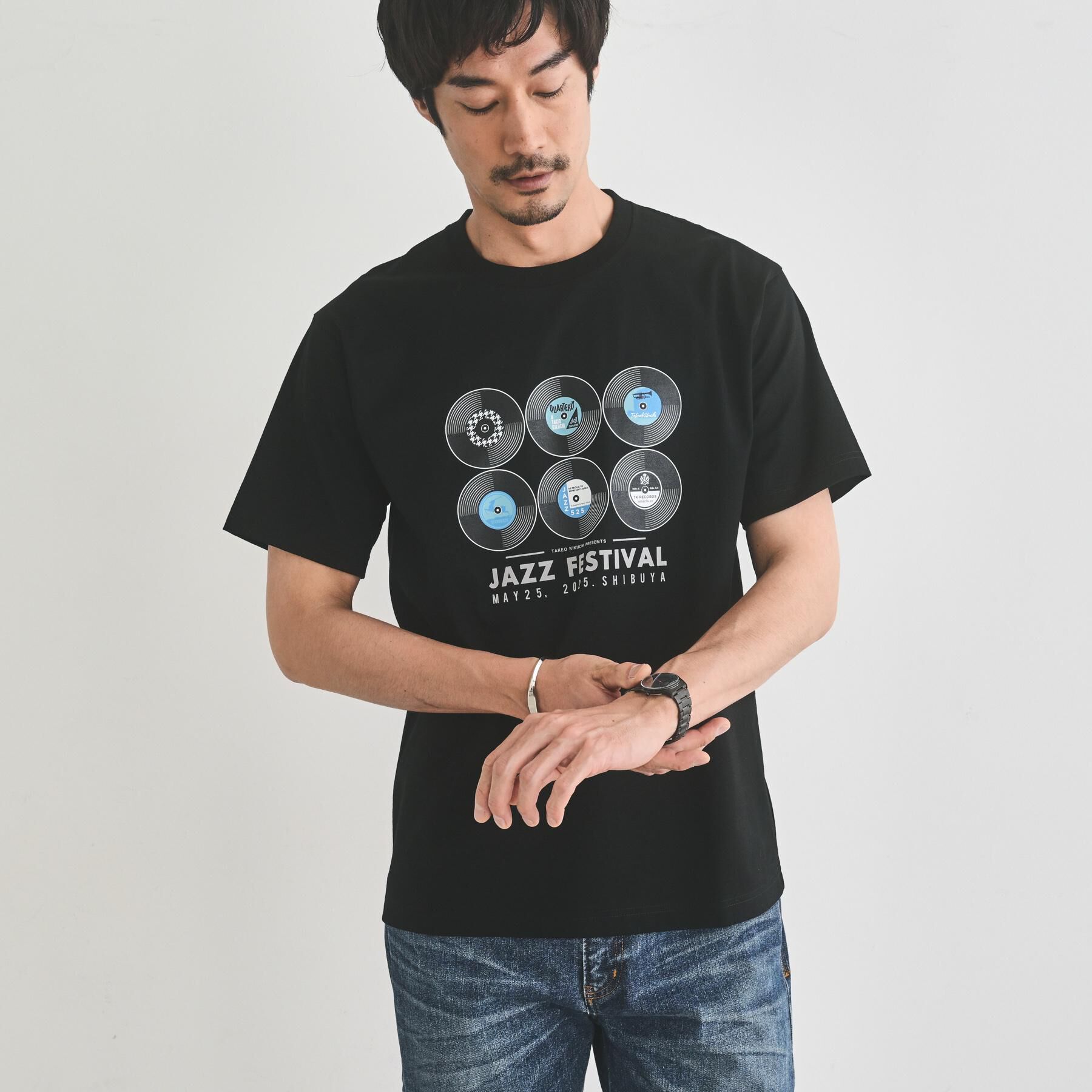 TAKEO KIKUCHI「レコードプリント 天竺 Tシャツ」|Tシャツ・カットソー|
