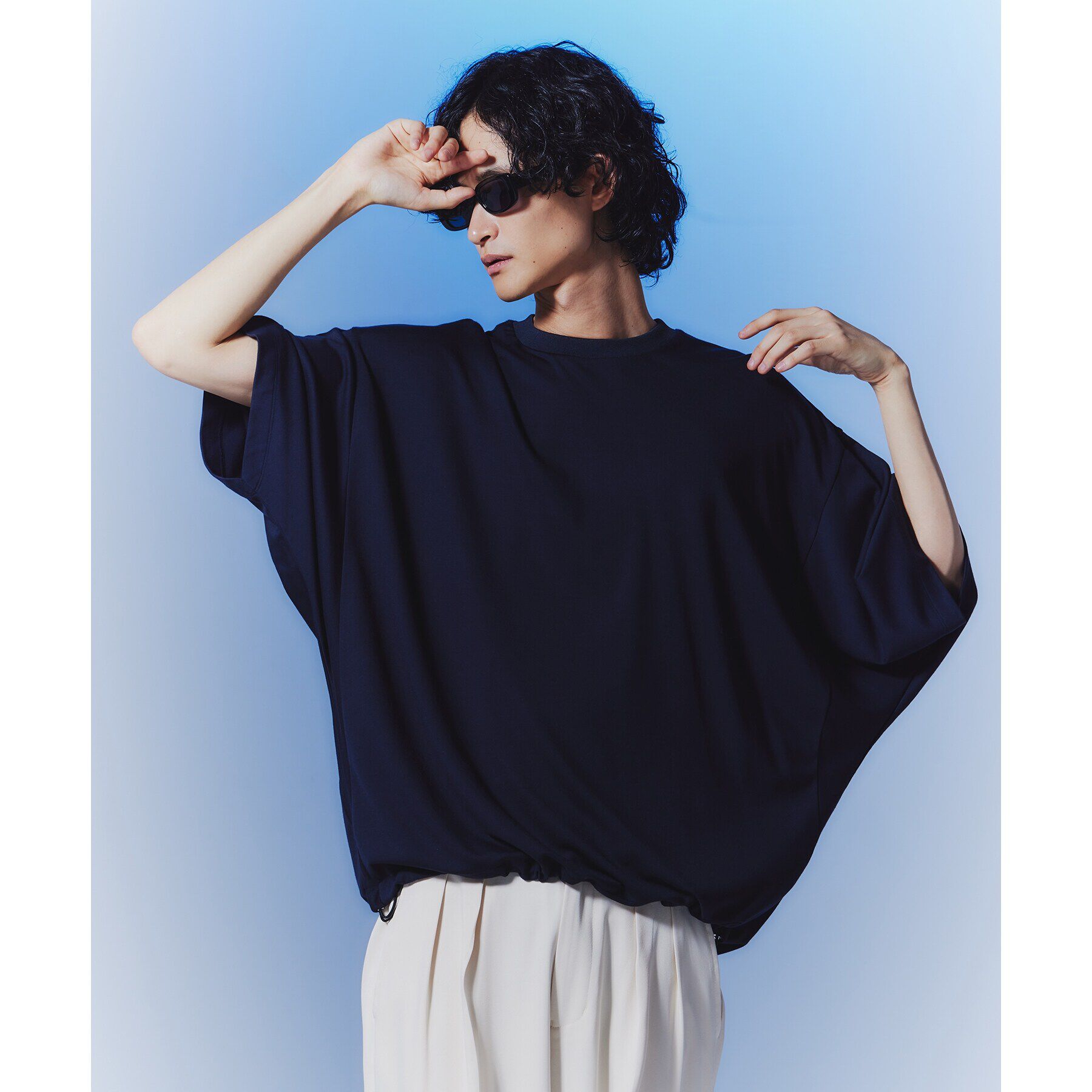 tk.TAKEO KIKUCHI「エアリーマシュマロドロスト半袖カットー」|Tシャツ・カットソー|ブルー(093)