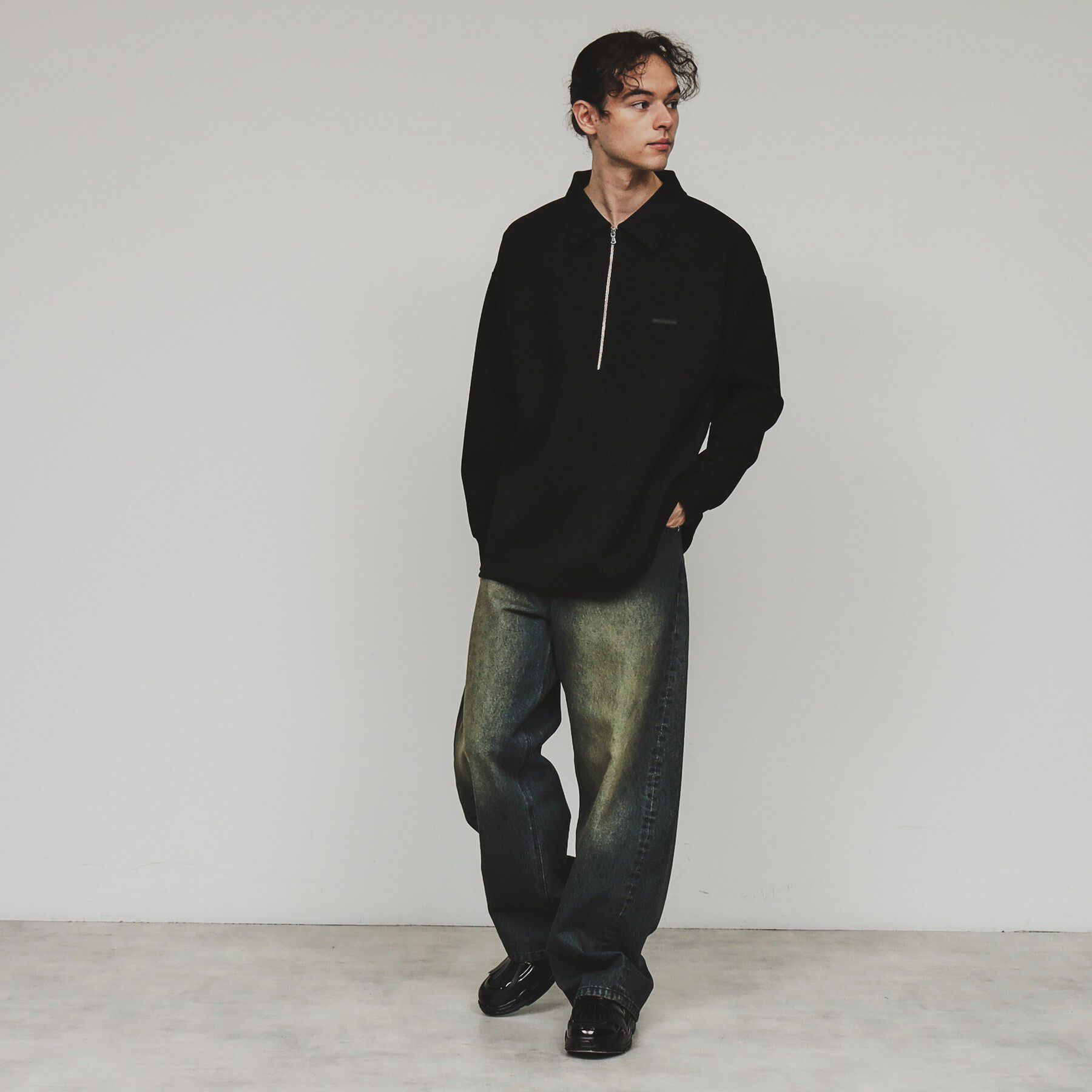 tk.TAKEO KIKUCHI「ルーズハーフジップポロスウェット」|Tシャツ・カットソー|