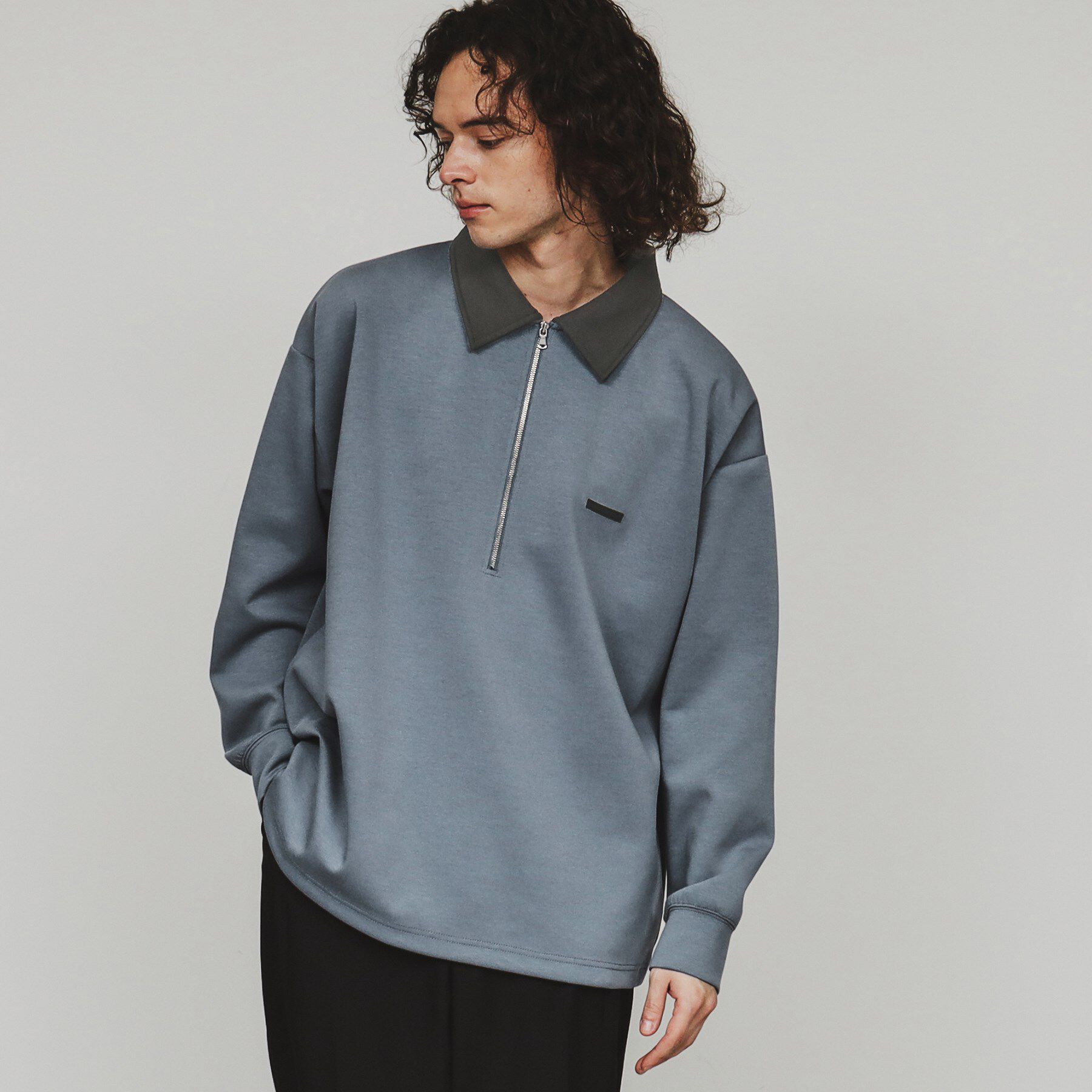 tk.TAKEO KIKUCHI「ルーズハーフジップポロスウェット」|Tシャツ・カットソー|