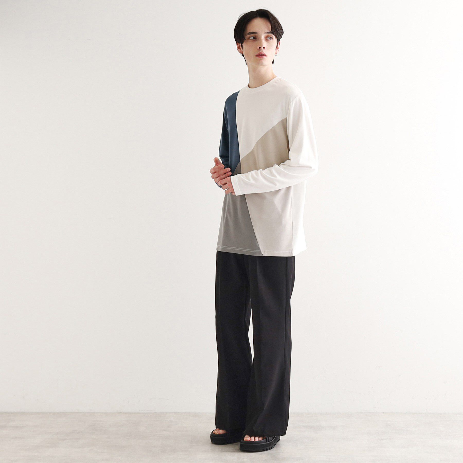 tk.TAKEO KIKUCHI「【UV／接触冷感】ナナメ切替アソートロンT」|Tシャツ・カットソー|