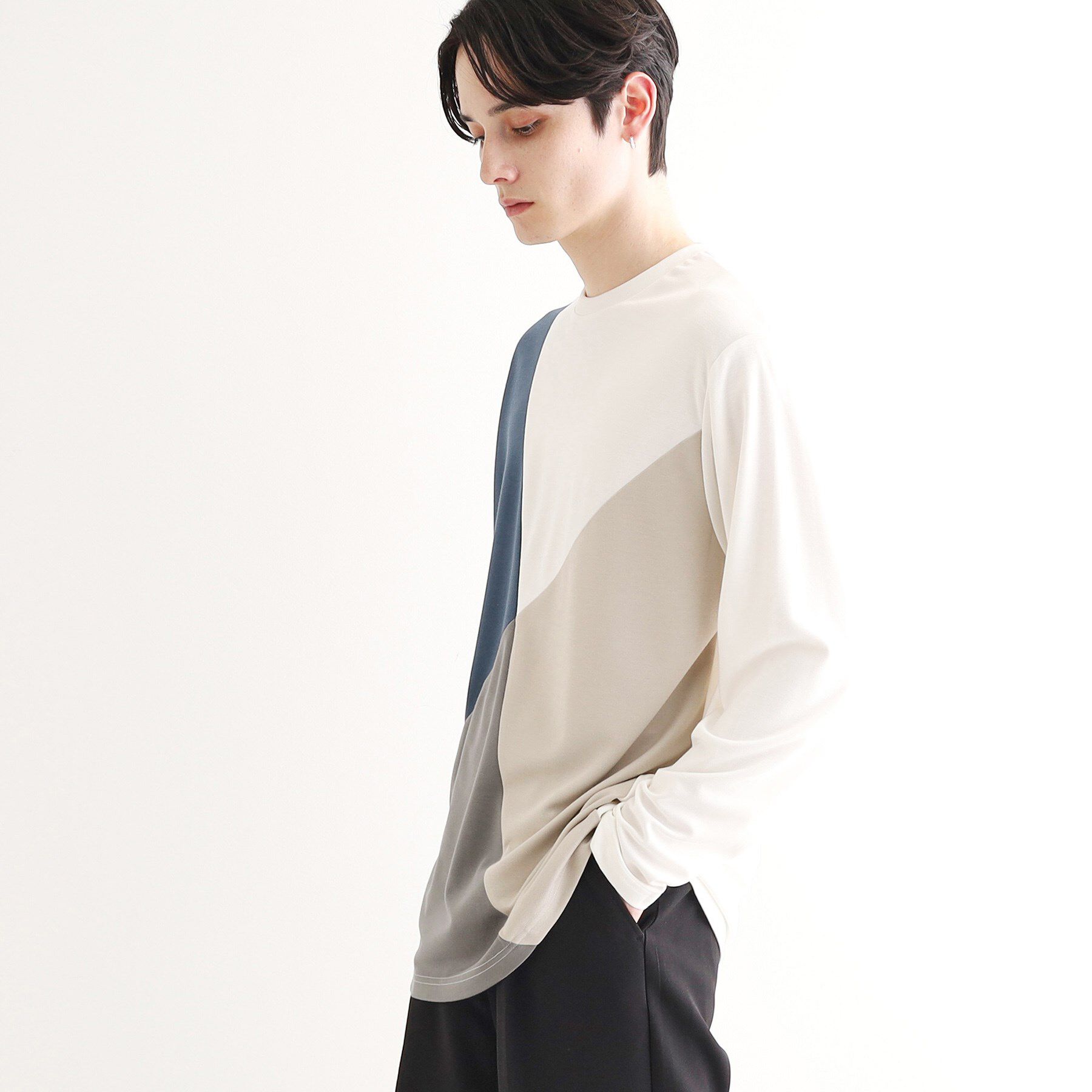 tk.TAKEO KIKUCHI「【UV／接触冷感】ナナメ切替アソートロンT」|Tシャツ・カットソー|