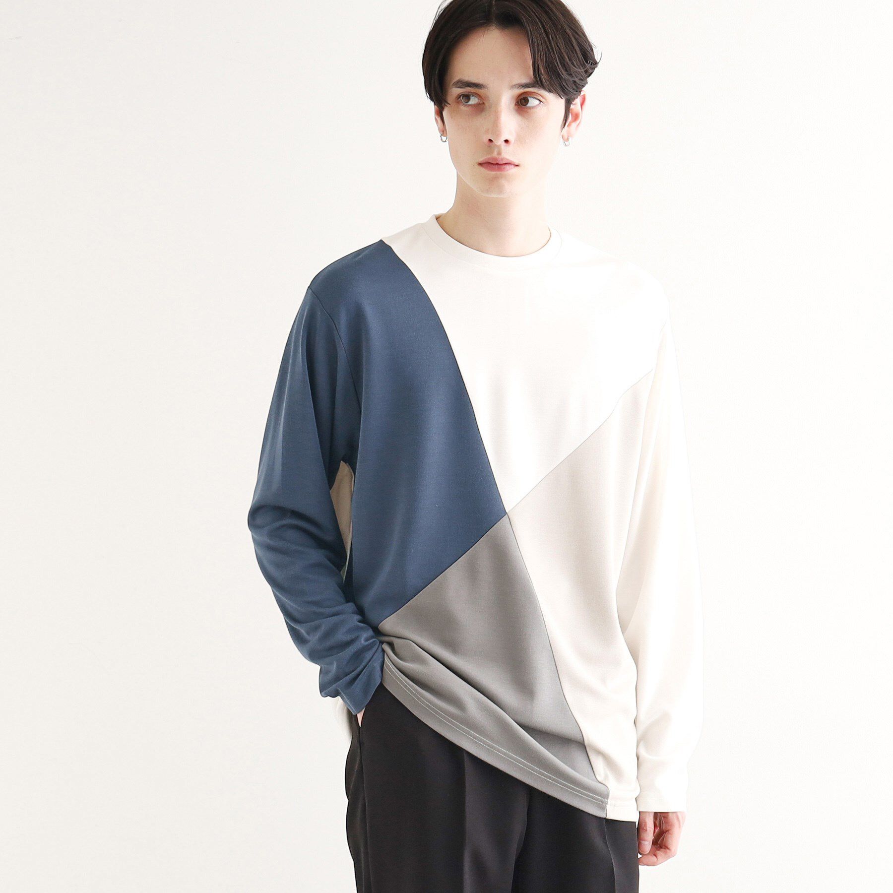 tk.TAKEO KIKUCHI「【UV／接触冷感】ナナメ切替アソートロンT」|Tシャツ・カットソー|ホワイト(501)