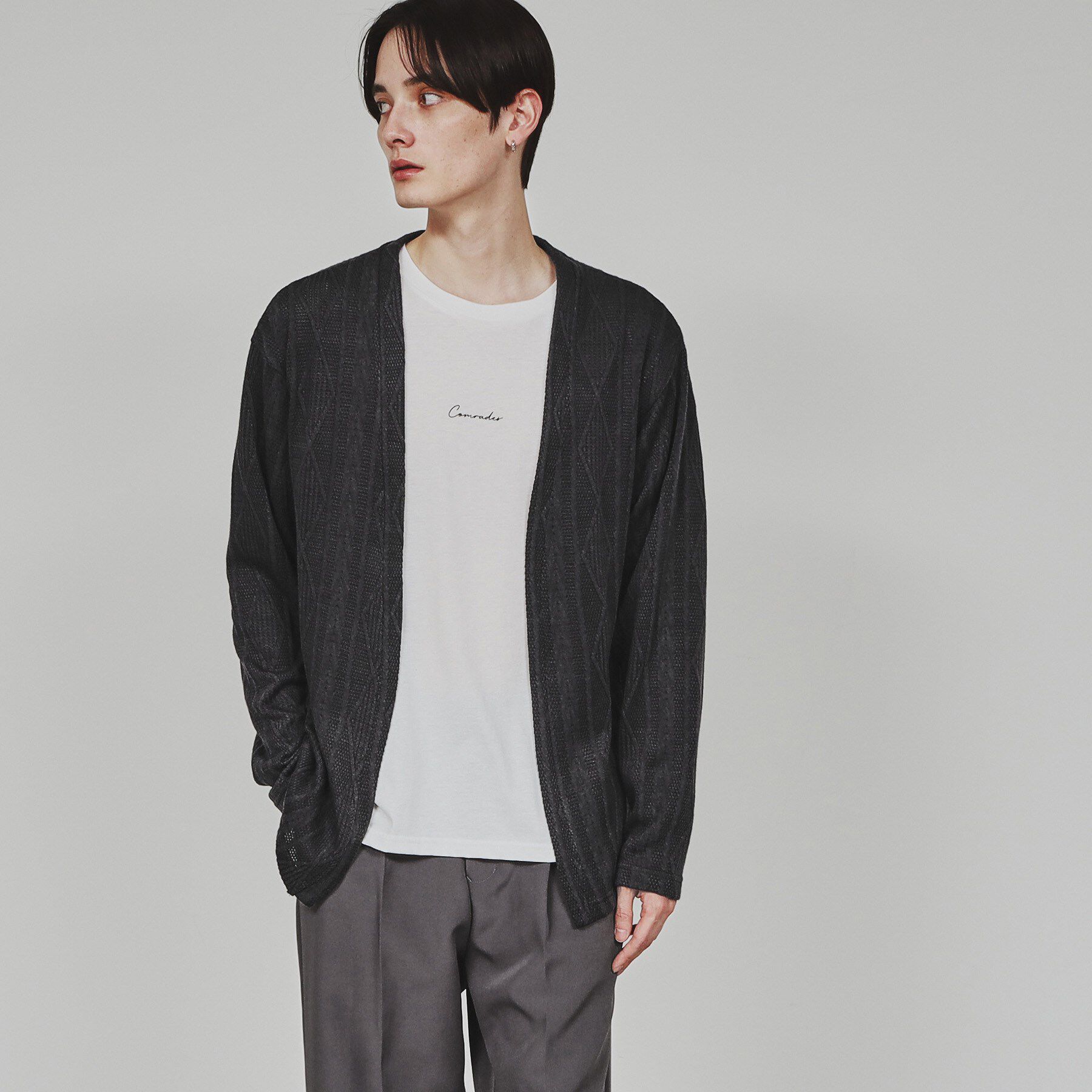 tk.TAKEO KIKUCHI「【セットアップ】フクレジャカードカーデアンサンブル」|カーディガン|チャコールグレー(0