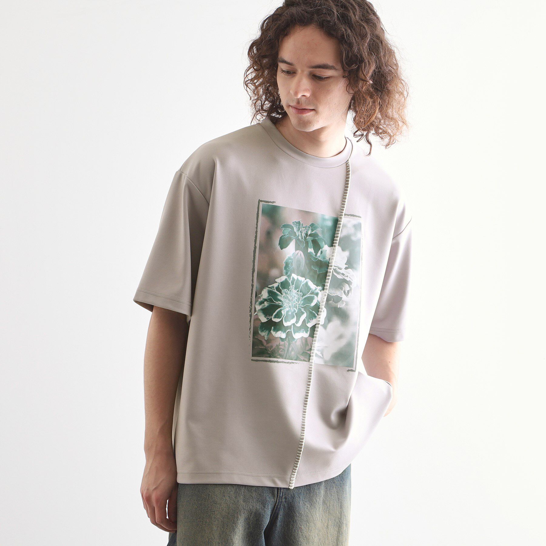 tk.TAKEO KIKUCHI「インバージョンフラワーカットソー」|Tシャツ・カットソー|ライトグレー(011