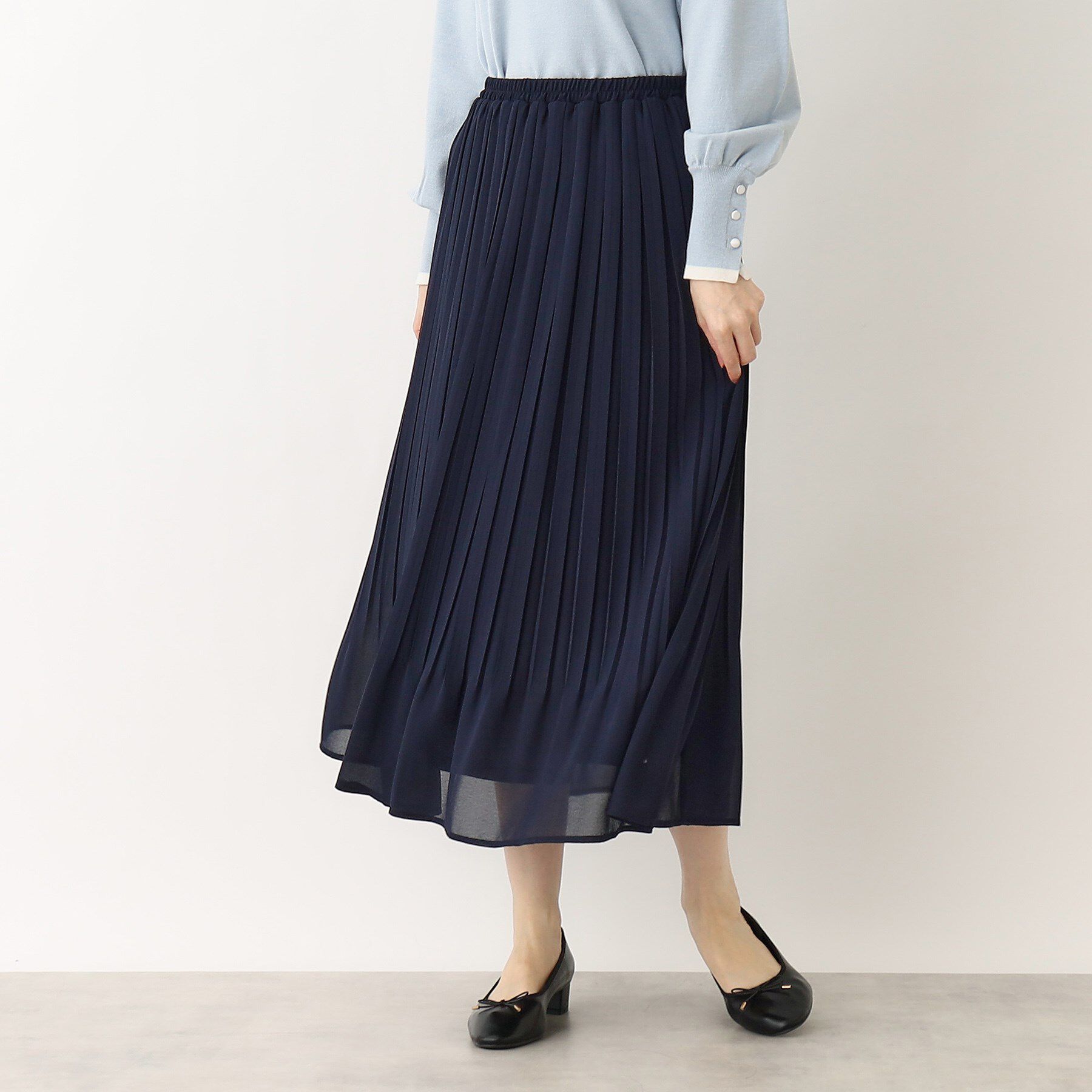 index「《新色追加》着丈が選べる！プリーツフレアスカート【イージーケア／防シワ／洗濯機洗い可】」|スカート|ネイビー(094)