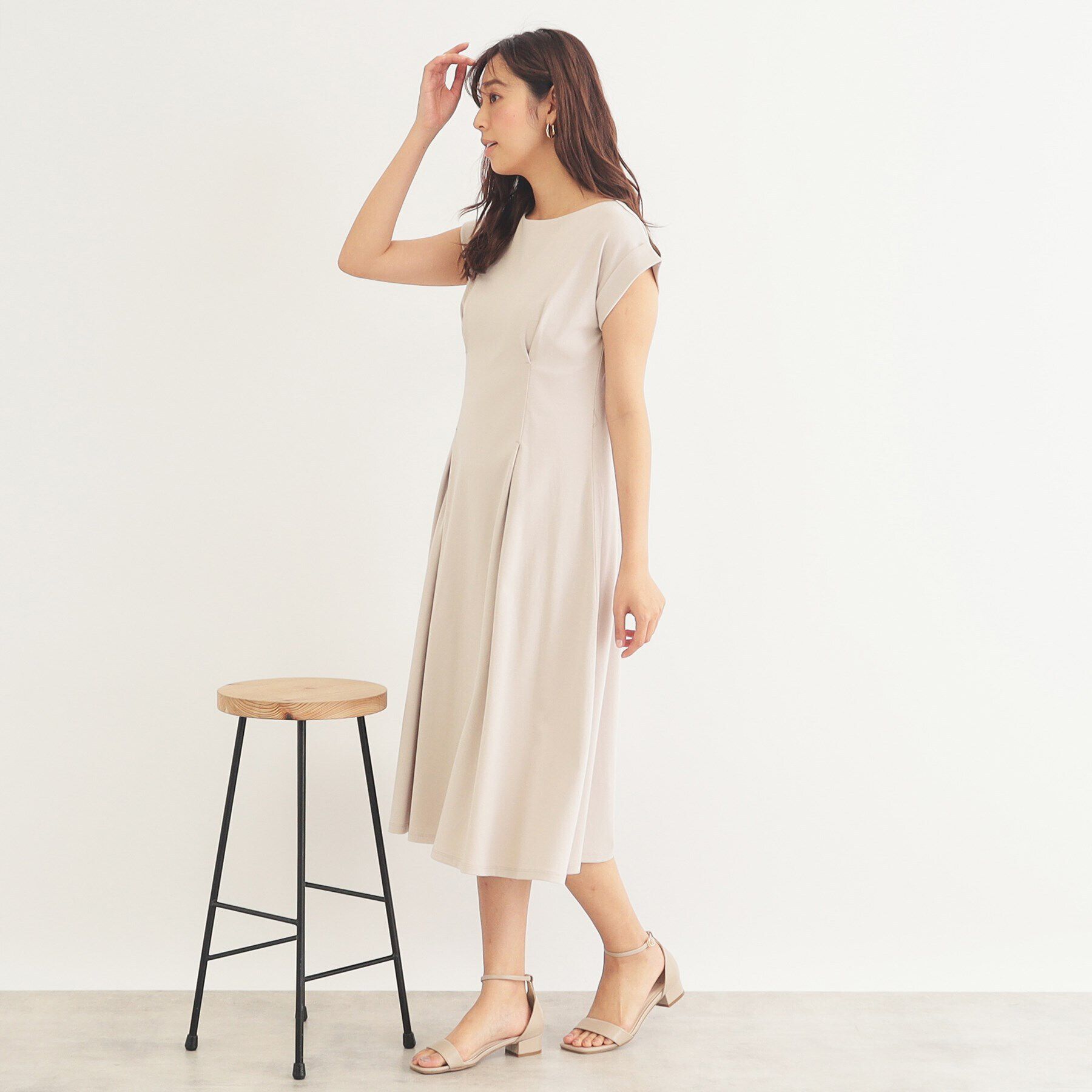 index「《5color/S-LLsize》UV ウエストタックフレアワンピース【接触冷感/洗濯機洗い可】」|ワンピース|