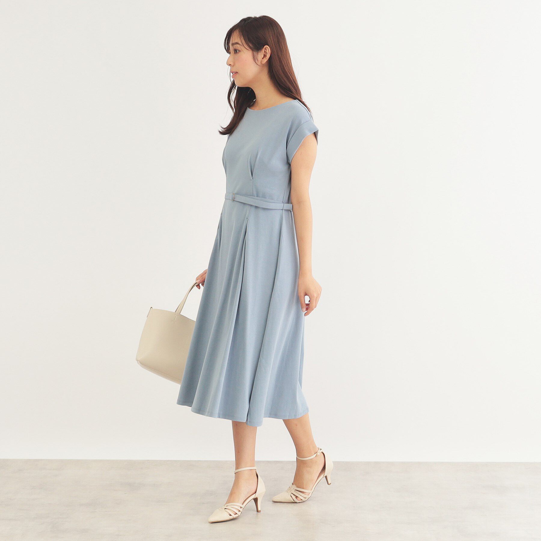 index「《5color/S-LLsize》UV ウエストタックフレアワンピース【接触冷感/洗濯機洗い可】」|ワンピース|