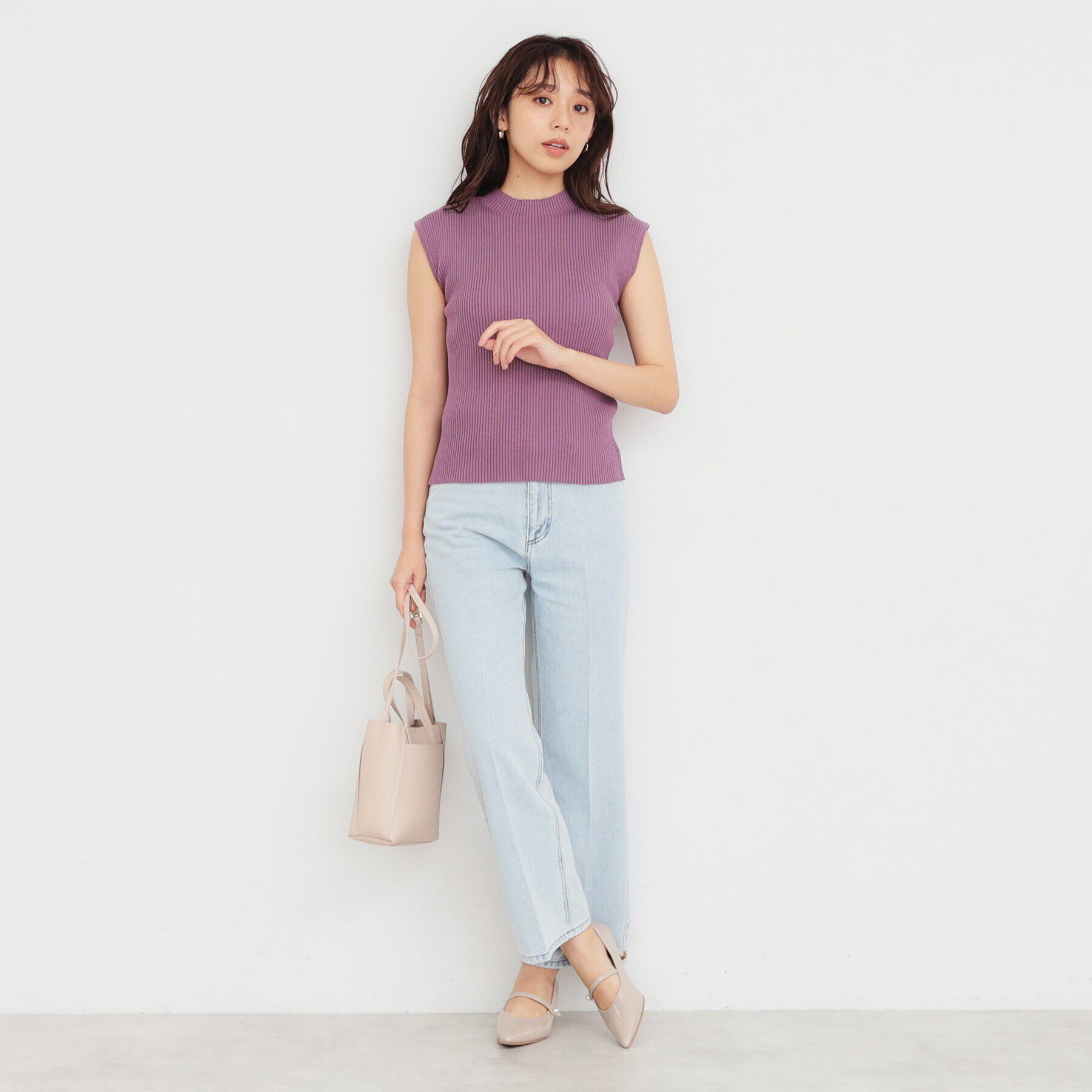 index「《美人百花掲載》スカーフ付きフレンチリブニット【洗濯機可】」|ニット・セーター|