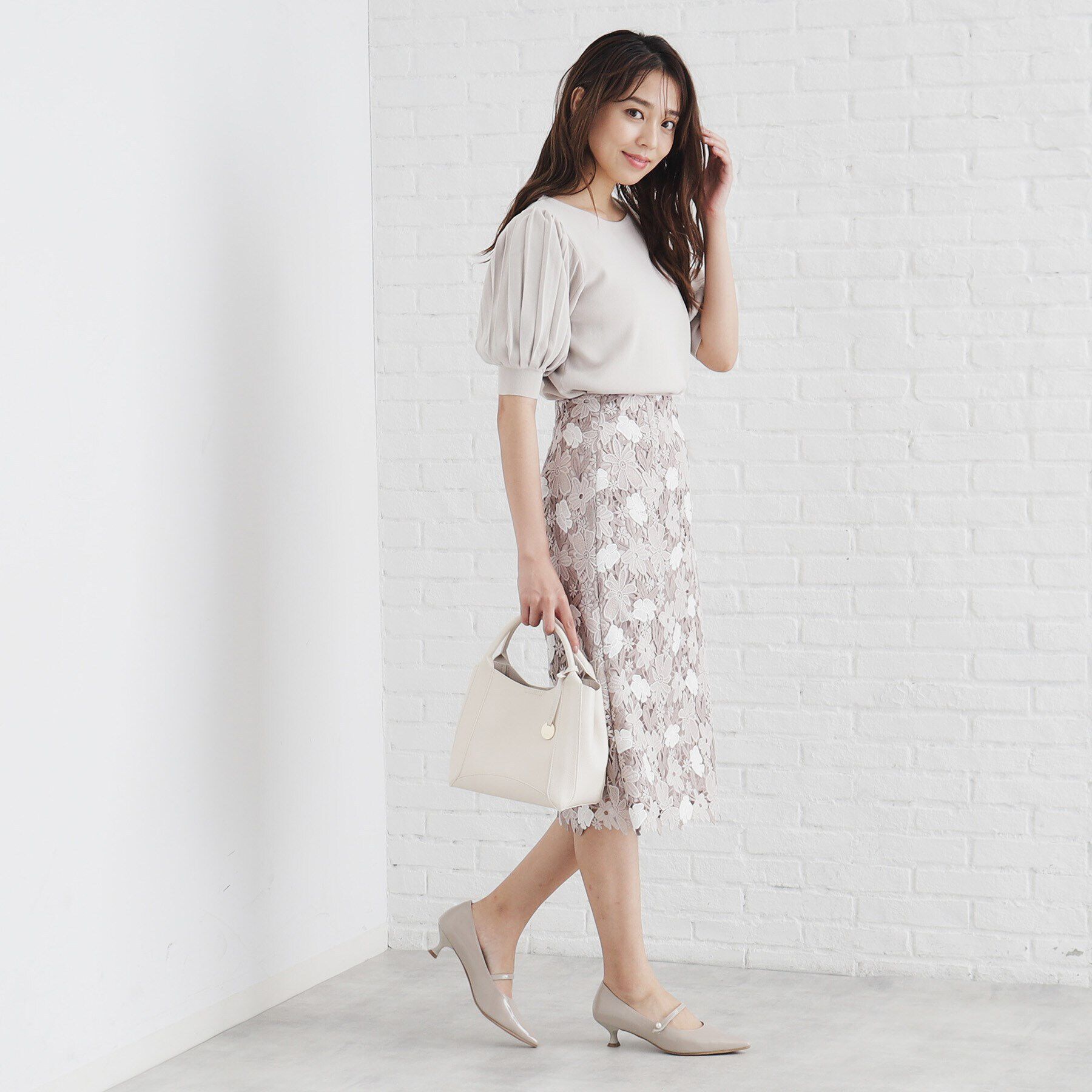 index「《S-LLsize/6color》ドライタッチ プリーツスリーブニット【洗濯機洗い可/抗ピル/接触冷」|ニット・セーター|