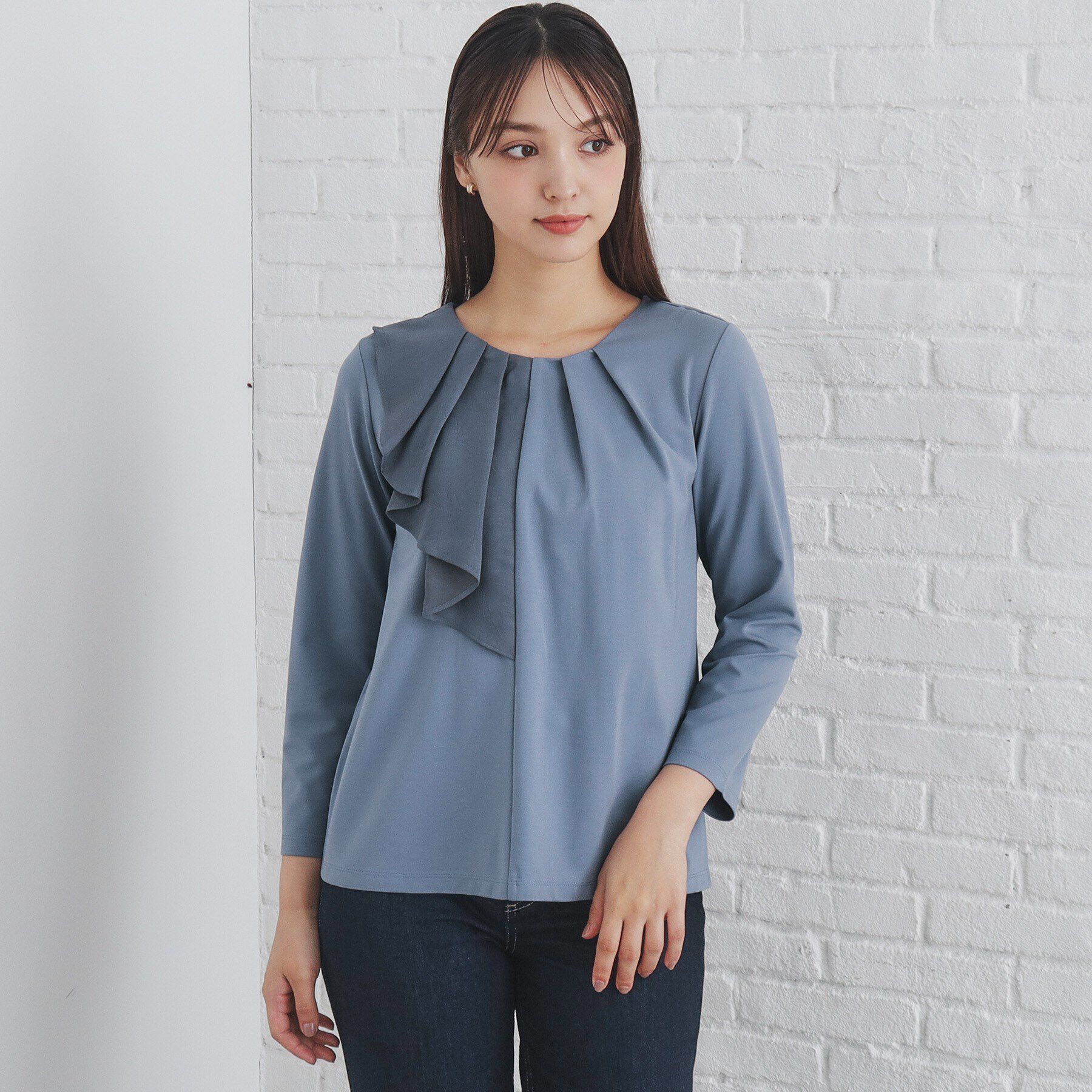 index「ストレッチポンチアシメフリルトップス【洗濯機可】」|Tシャツ・カットソー|