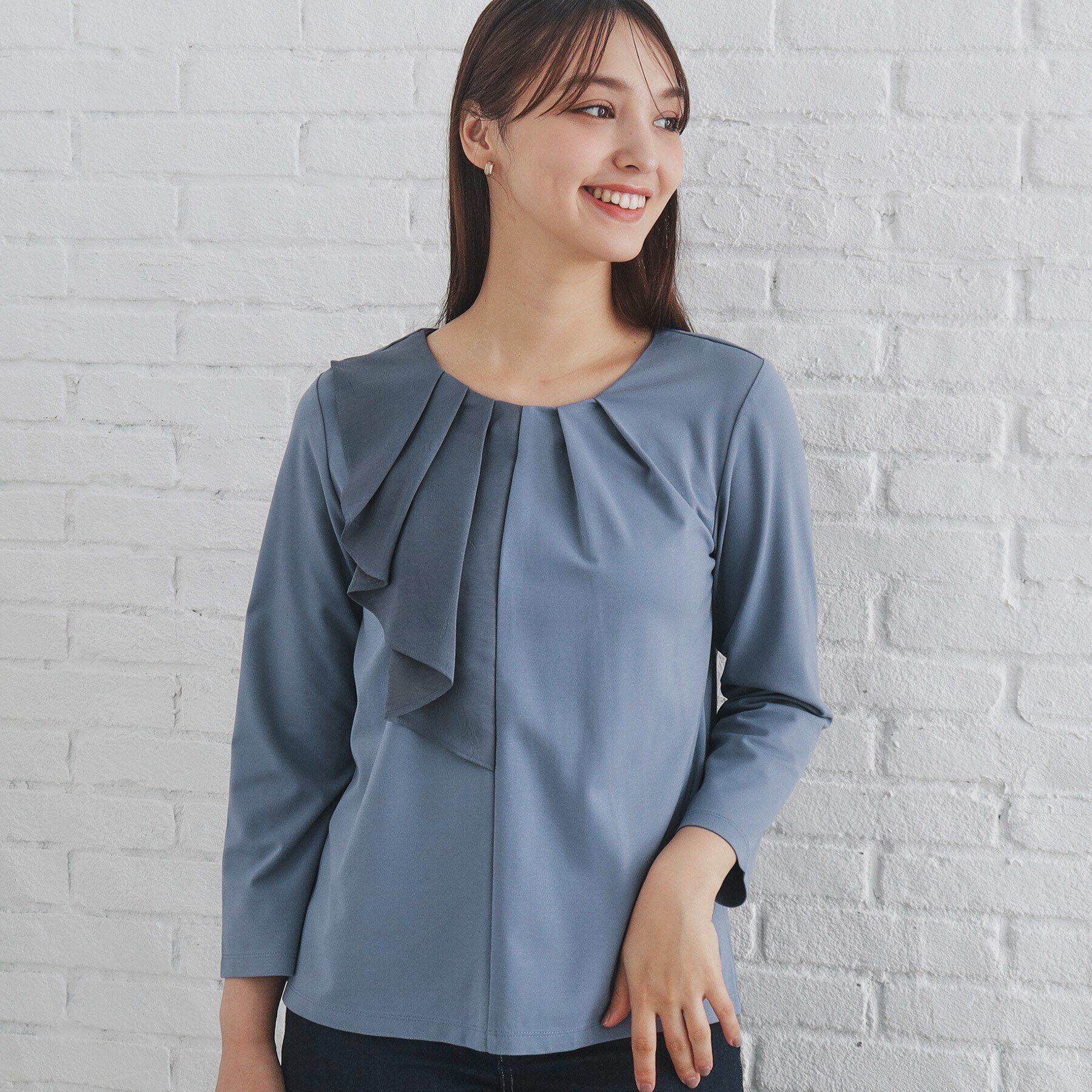 index「ストレッチポンチアシメフリルトップス【洗濯機可】」|Tシャツ・カットソー|