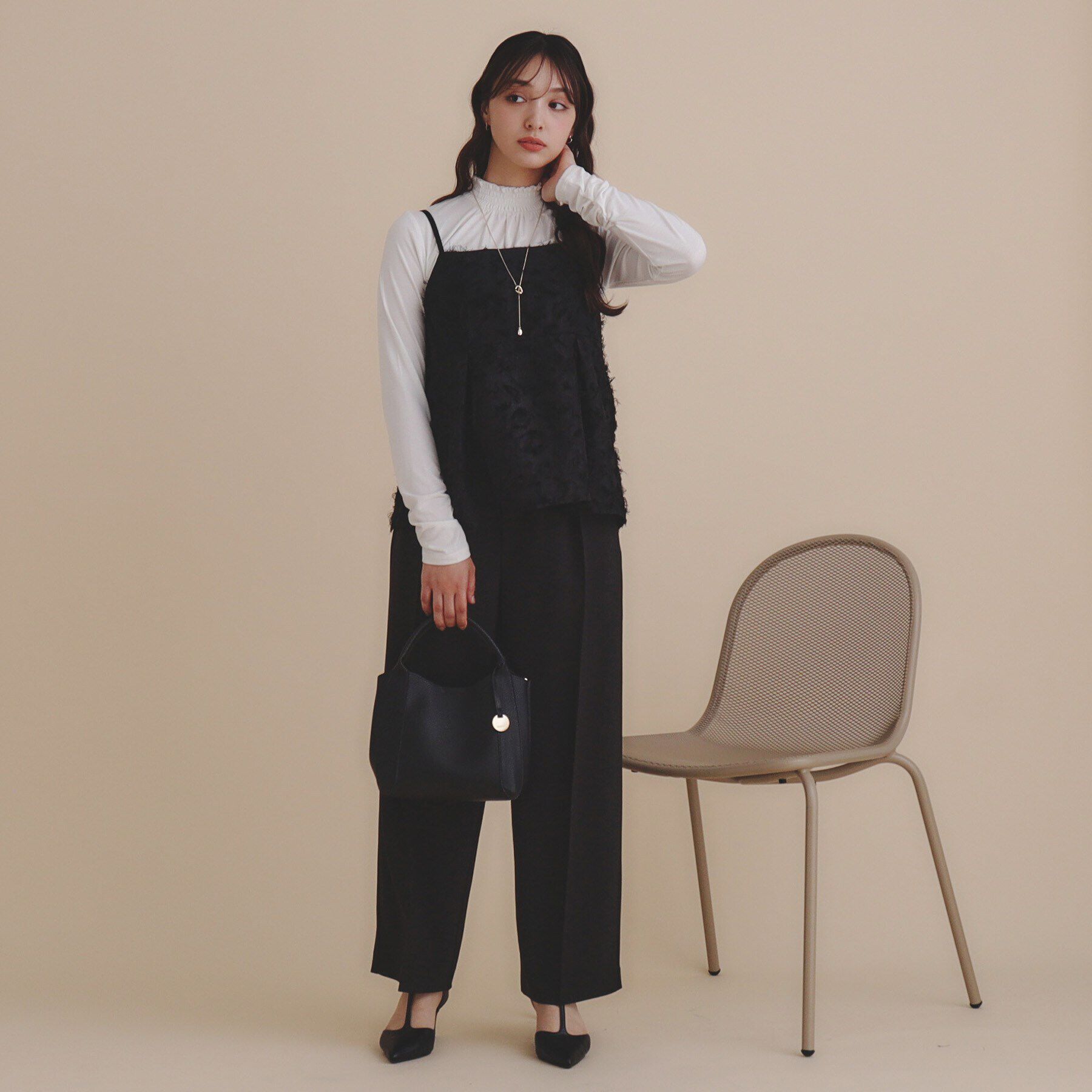 index「《andGIRL掲載》カットジャカードキャミソール/セットアップ対応【洗濯機洗い可】」|キャミソール|