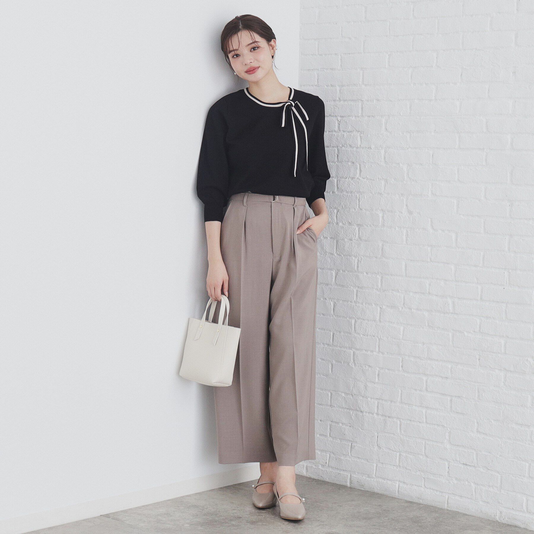 index「バイカラーボウタイプルニット【洗濯機洗い可】」|ニット・セーター|