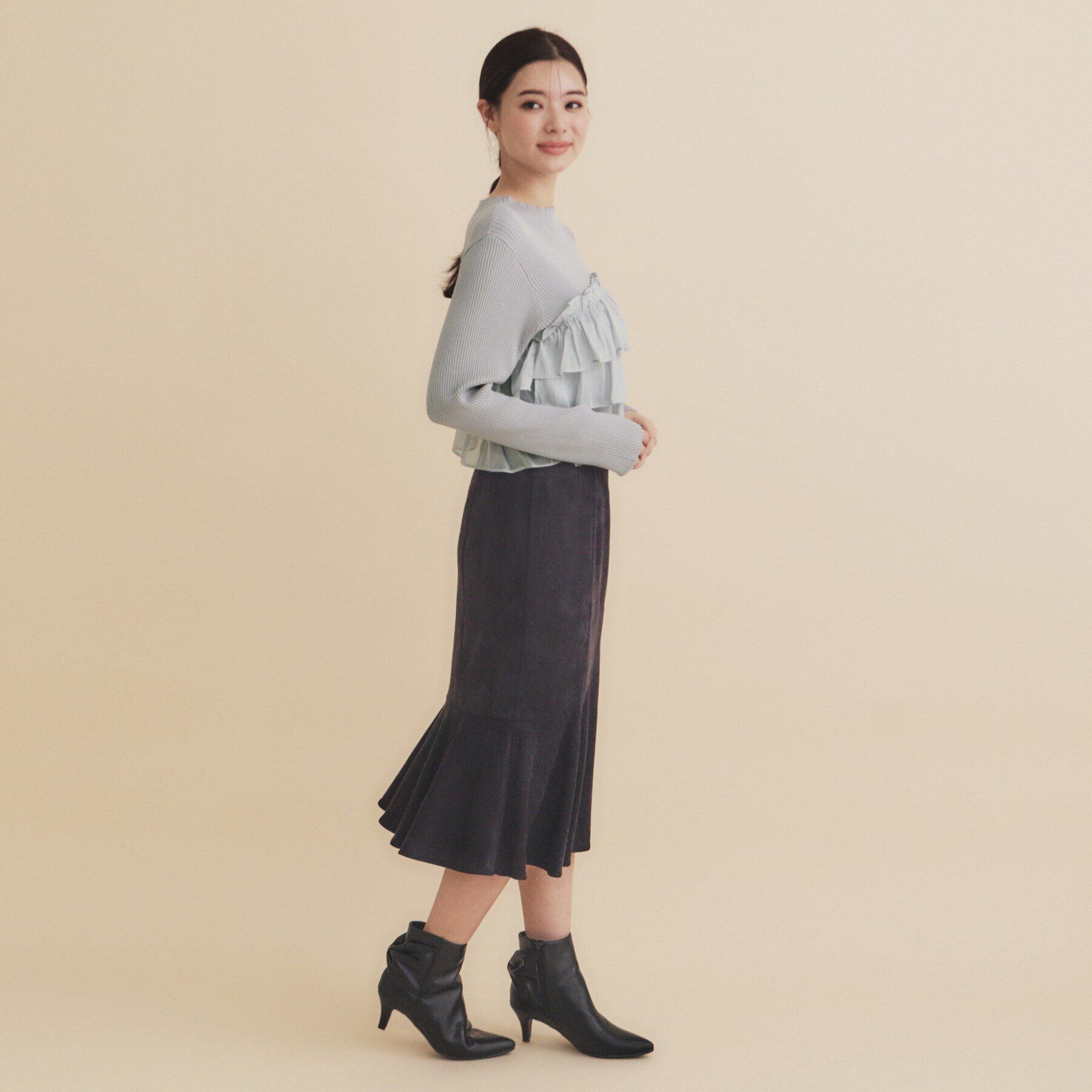 index「フリルギャザードッキングリブニット【洗濯機洗い可/抗ピル】」|ニット・セーター|