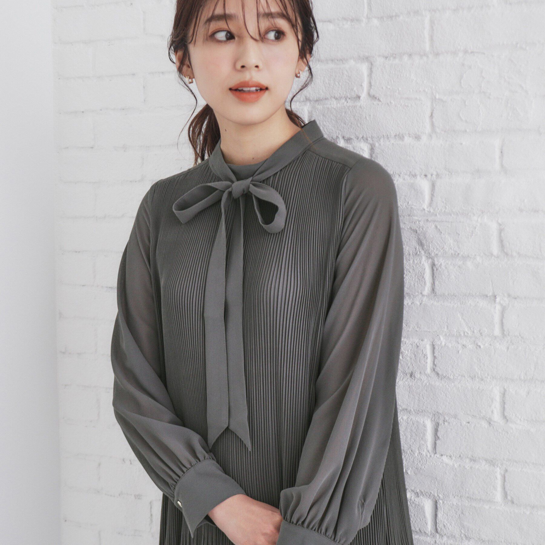 index「2WAYリボン プリーツワンピース【洗濯機洗い可】」|ワンピース|