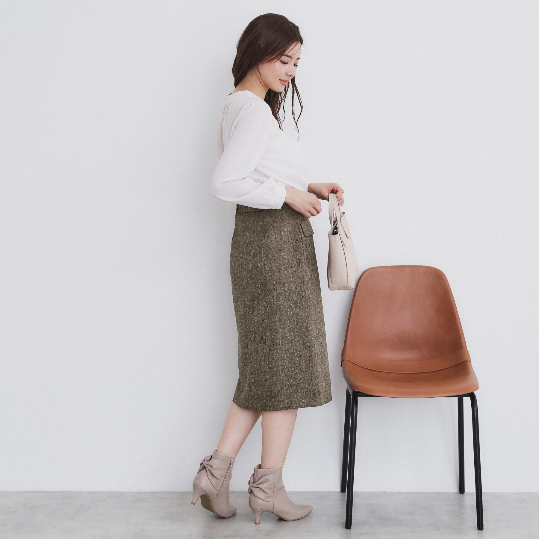 index「ツイード調ジップタイトスカート【洗濯機洗い可/防シワ】」|スカート|