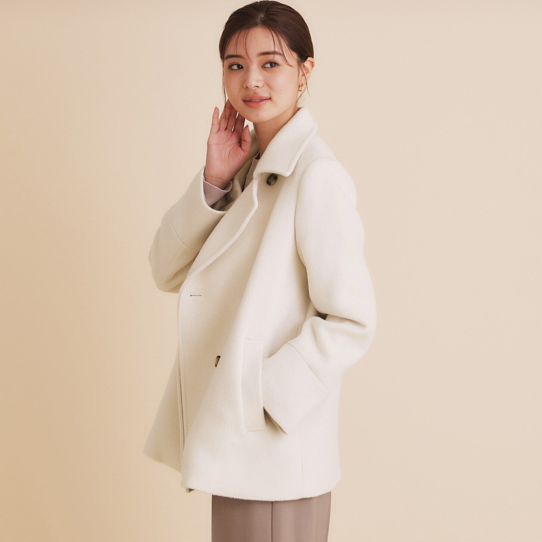 index「《5color/S-Lsize》ウール混 ステンカラーピーコート」|ピーコート|