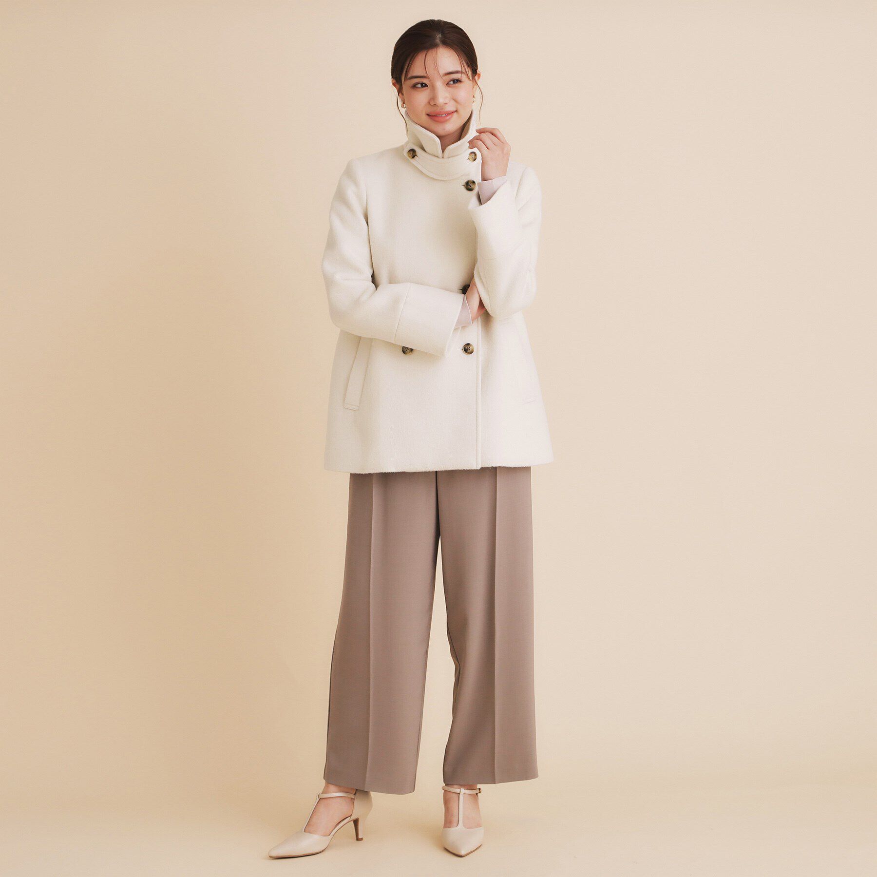 index「《5color/S-Lsize》ウール混 ステンカラーピーコート」|ピーコート|