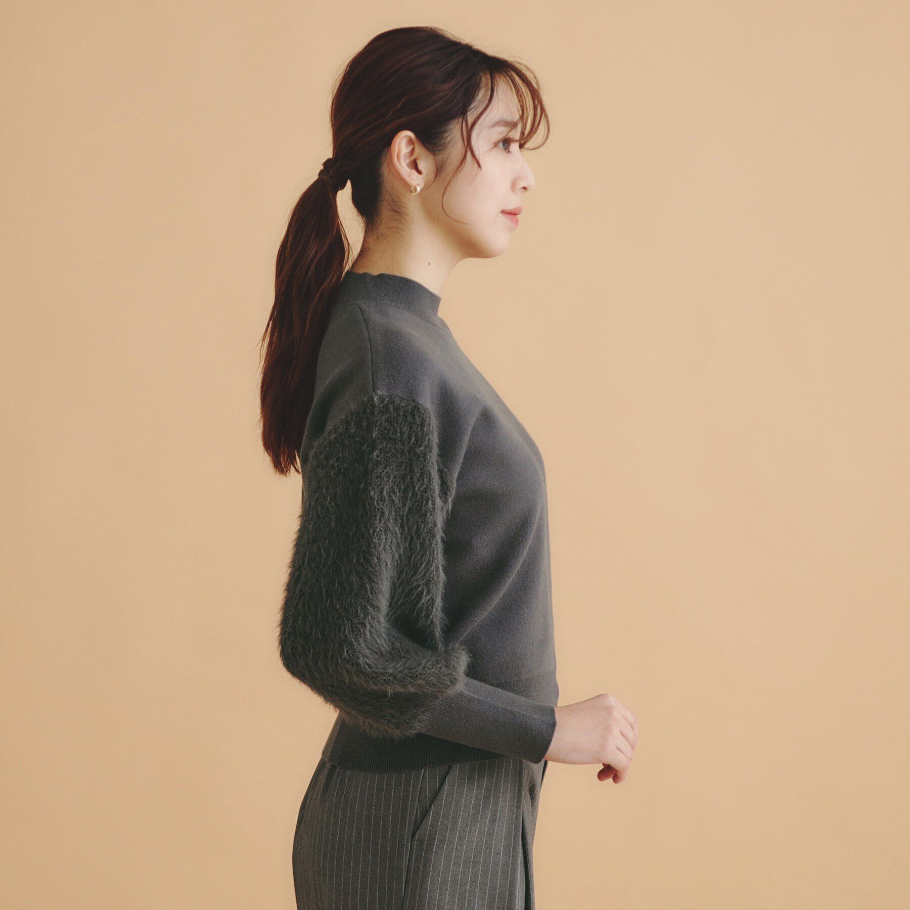 index「《美人百花掲載》フェザースリーブハイネックニット【洗濯機洗い可】」|ニット・セーター|