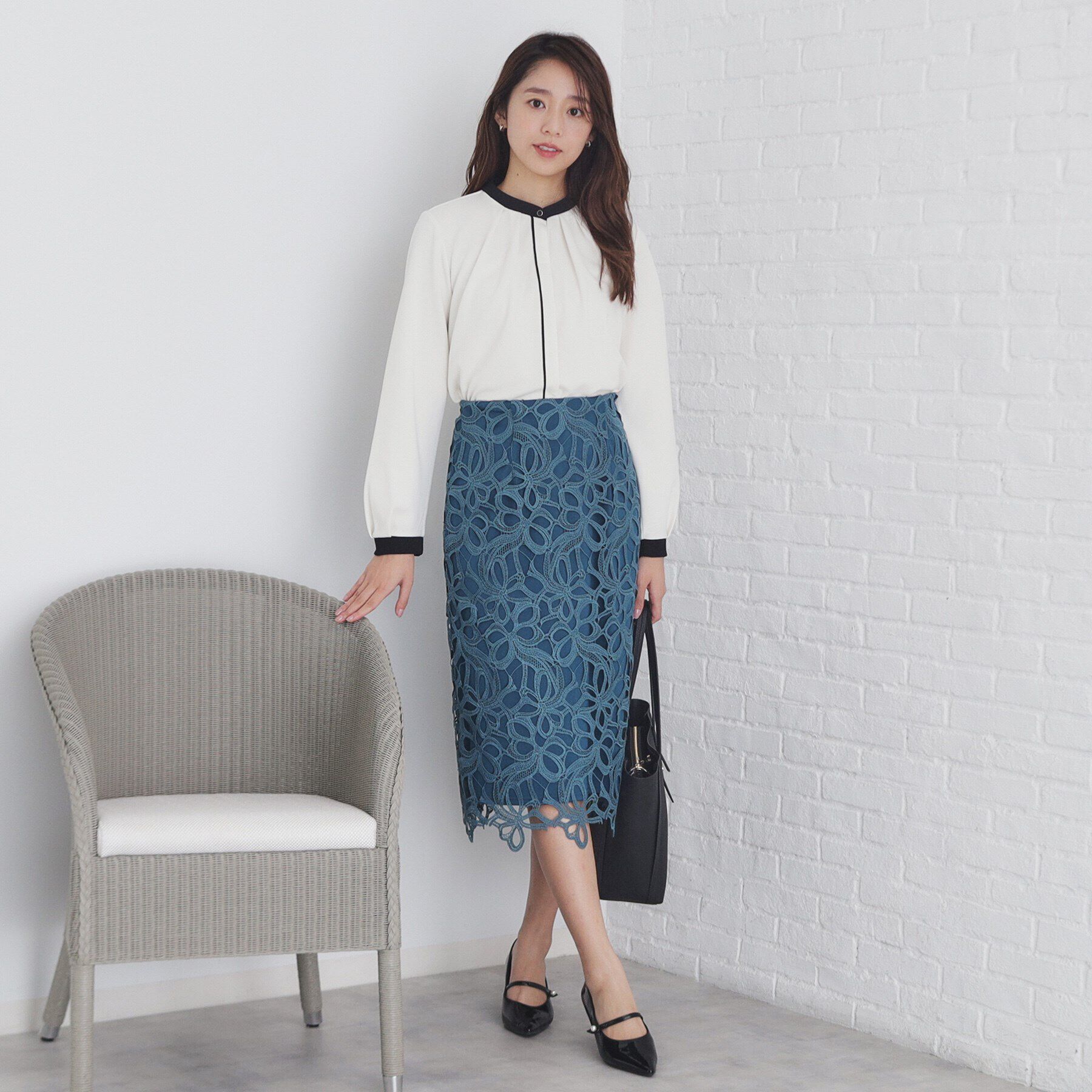 index「バイカラーデザイントップス【洗濯機洗い可】」|Tシャツ・カットソー|