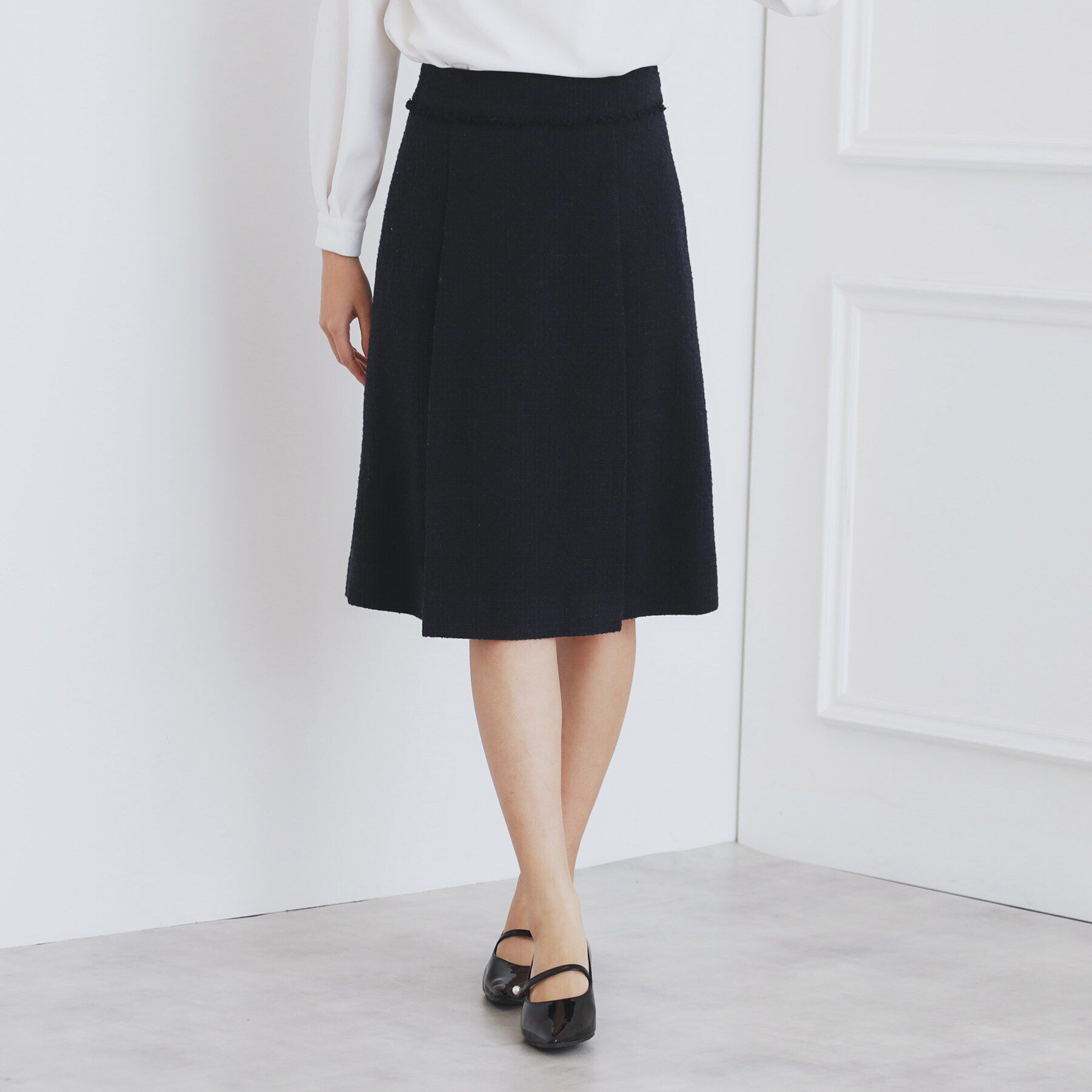 index「＜通勤・セレモニー/セットアップ対応＞Aラインツイードスカート【洗える】」|スカート|ネイビー(094)