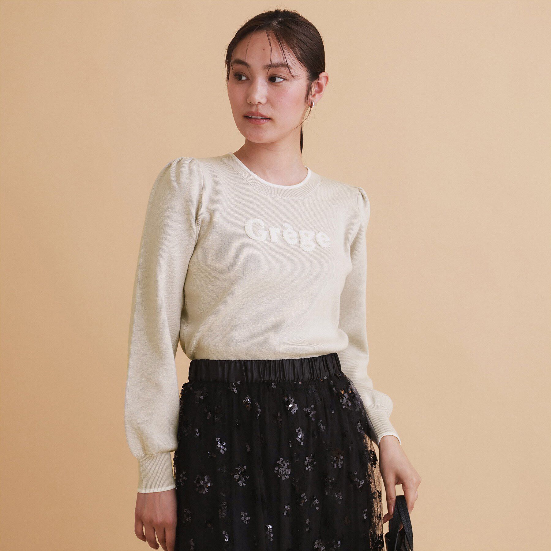 index「ロゴバイカラーニット【洗濯機洗い可】」|ニット・セーター|グレージュ(050)