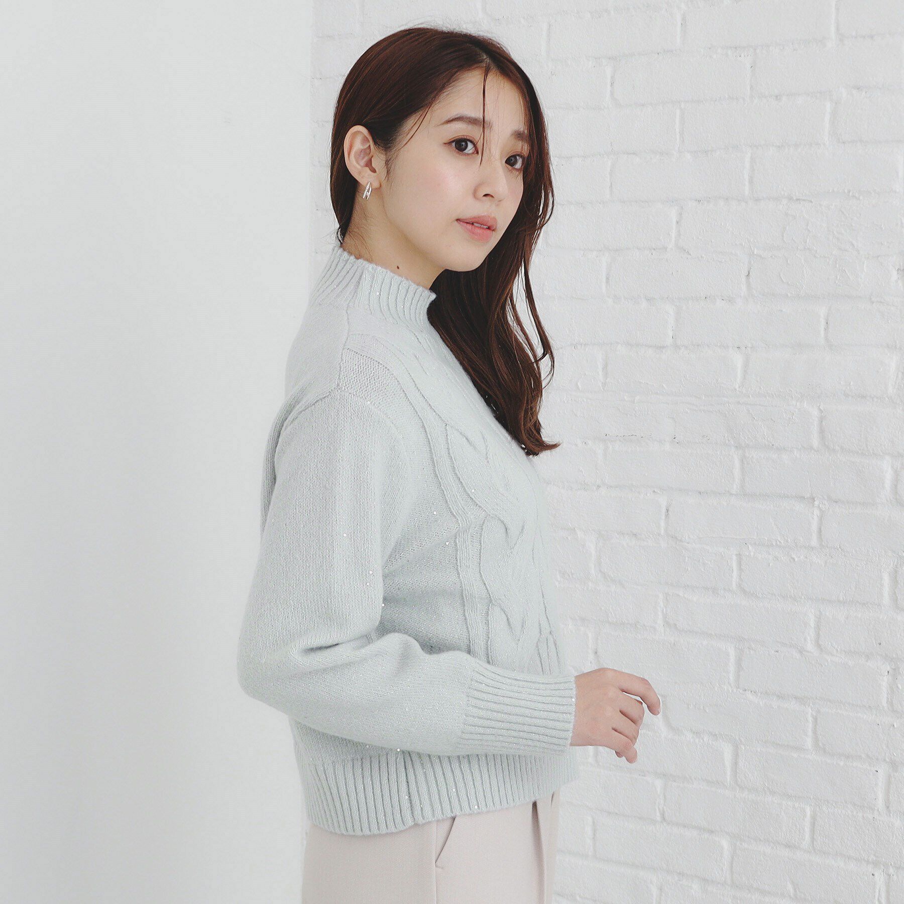 index「《美人百花掲載》スパンコールケーブルニット【洗濯機洗い可】」|ニット・セーター|