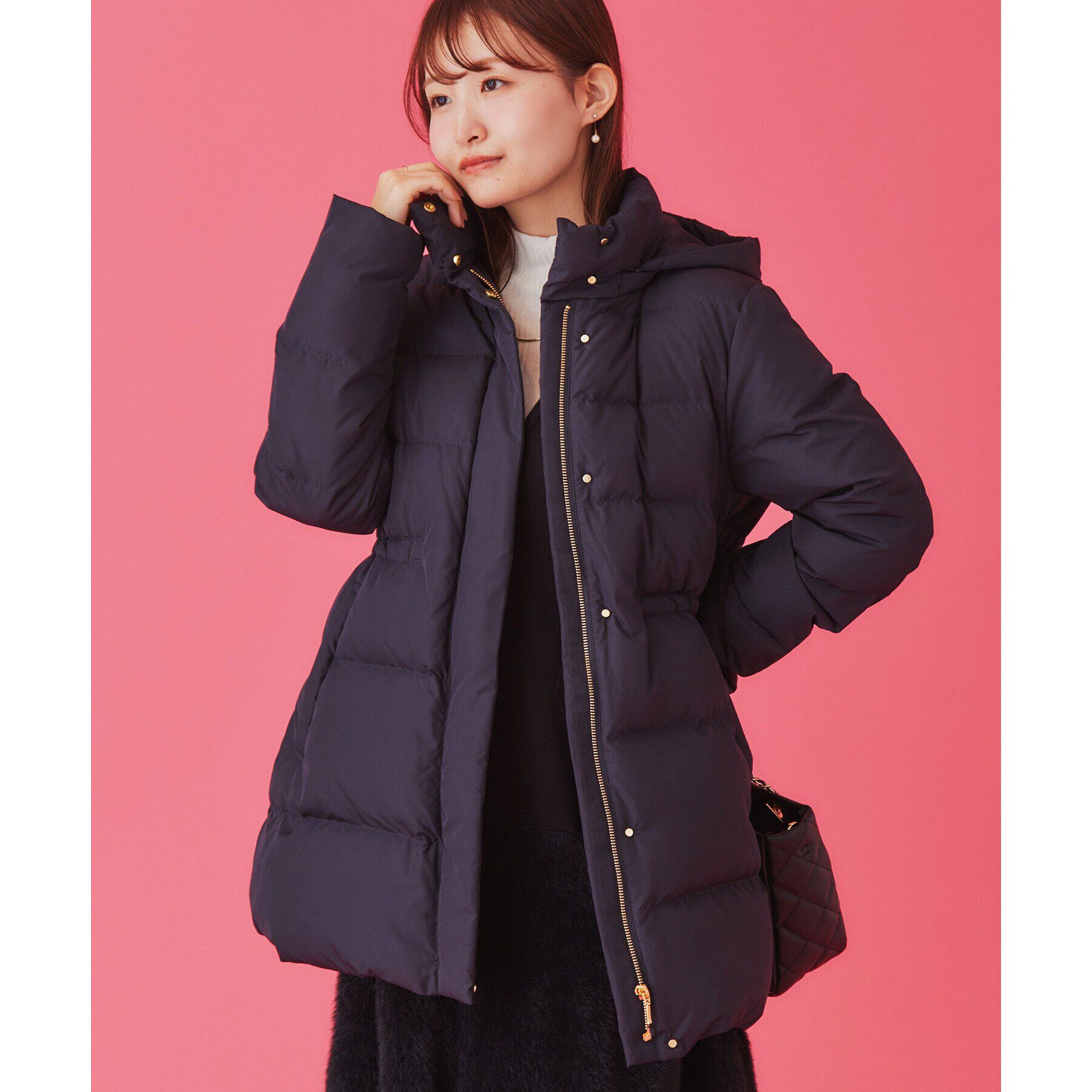 index「《XS-LLsize》河田ダウン ドロストミドルコート【洗濯機洗い可/撥水/静電気防止裏地】」|ダウン|