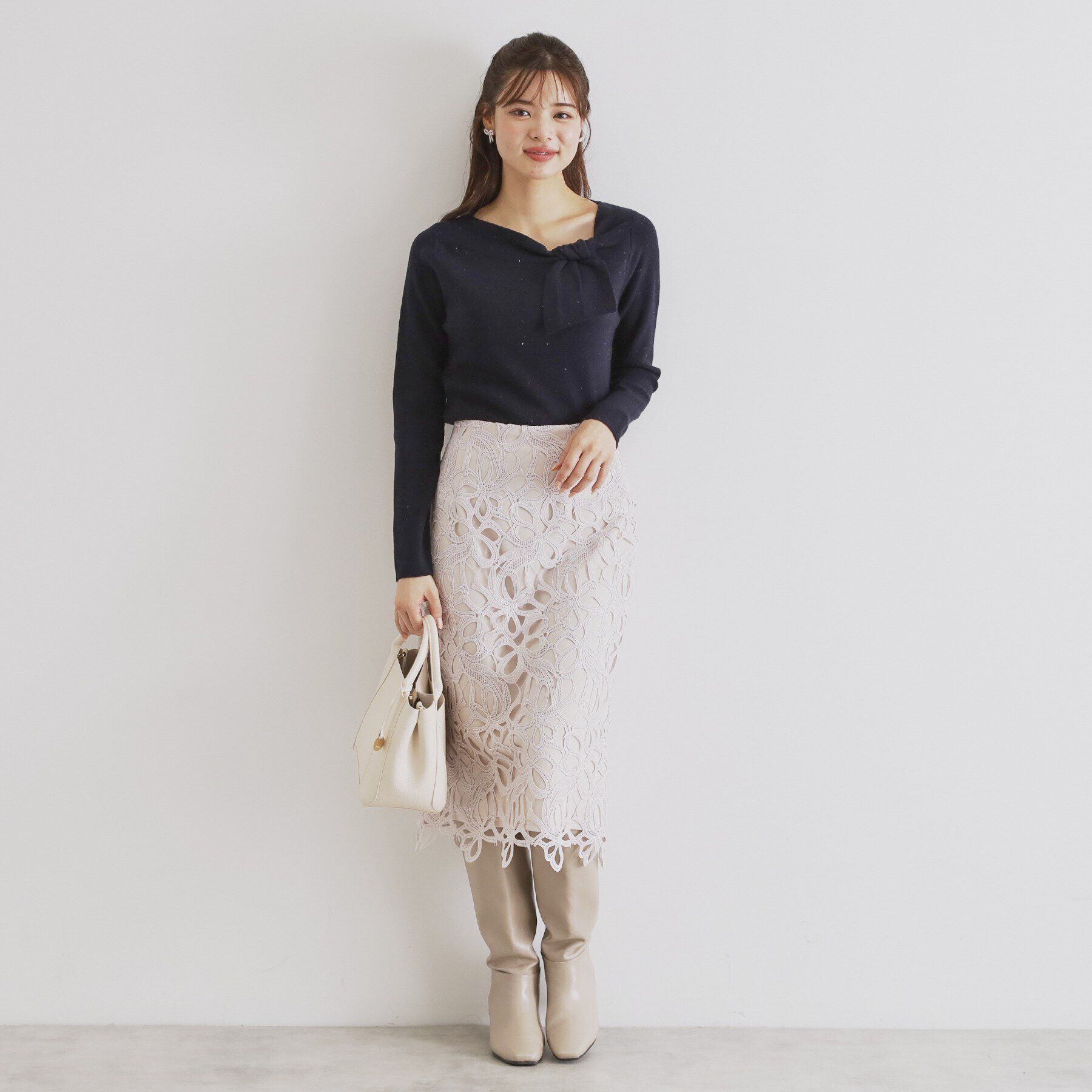 index「《6color/S-LLsize》アシメボウタイニット【洗濯機洗い可】」|ニット・セーター|