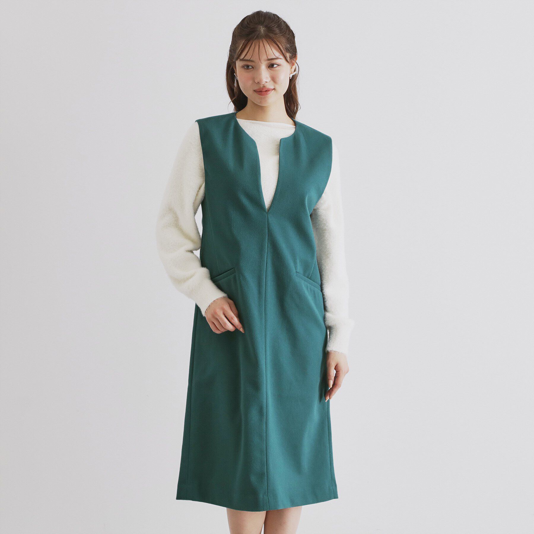 index「スリットネックジャンパースカート【洗濯機洗い可/イージーアイロン】」|ワンピース|