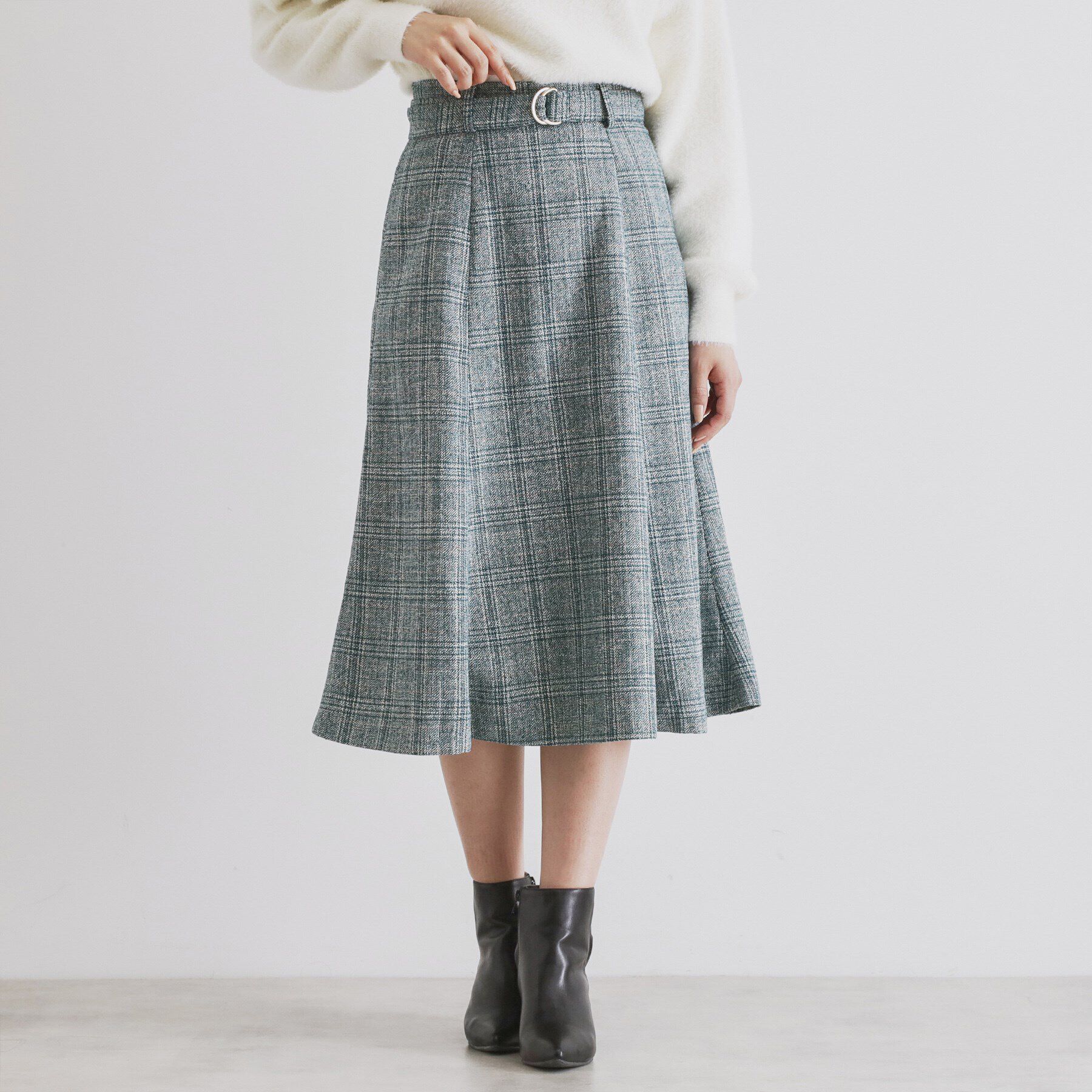 index「チェック柄マーメイドフレアスカート【洗濯機洗い可/イージーアイロン】」|スカート|
