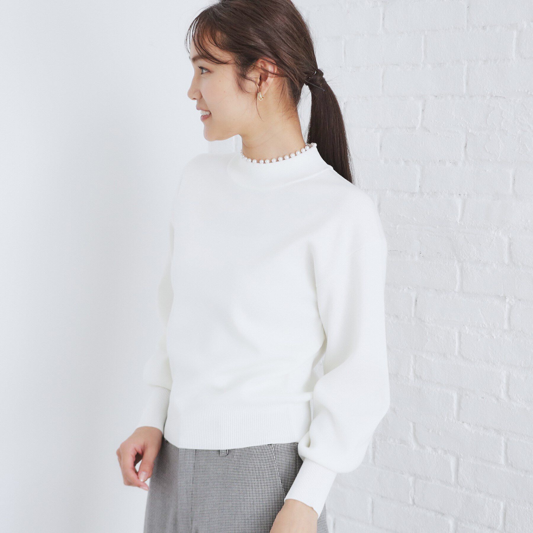 index「《美人百花掲載》パール調ハイネックニット/セットアップ対応【洗濯機可】」|ニット・セーター|