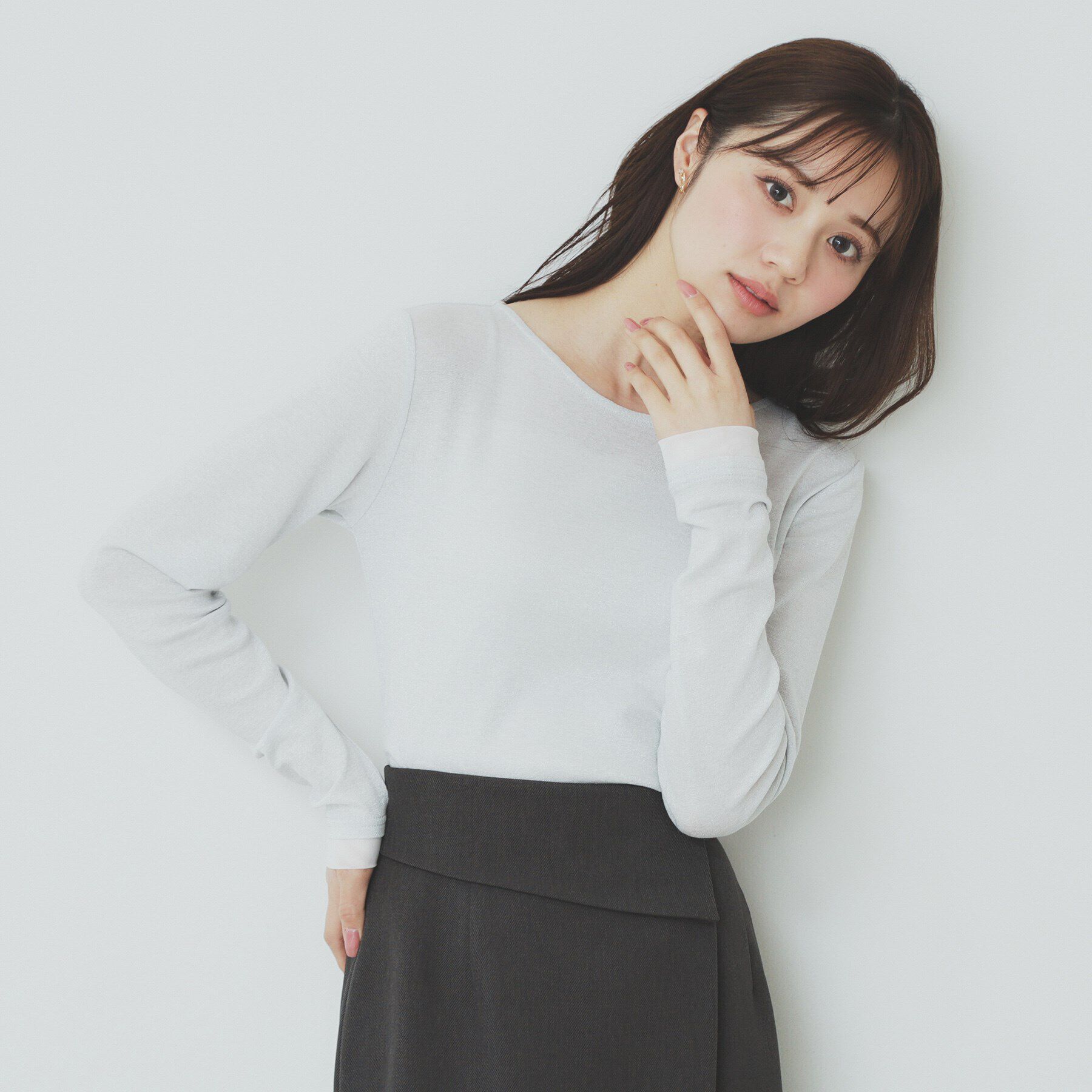 index「ラメシアーチュールトップス【洗濯機洗い可】」|Tシャツ・カットソー|オフホワイト(603