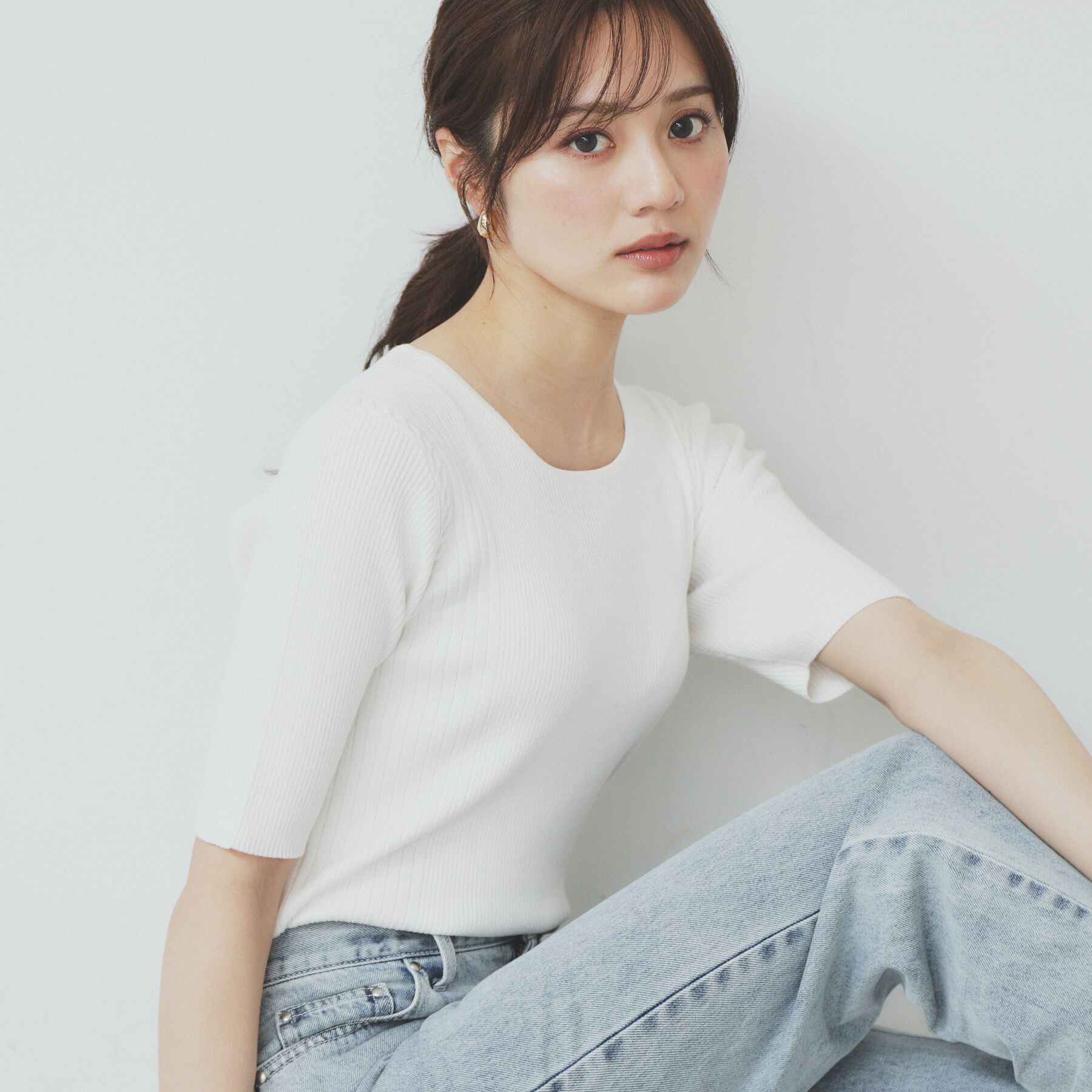 index「リブケーブルニット【洗濯機洗い可】」|ニット・セーター|オフホワイト(803