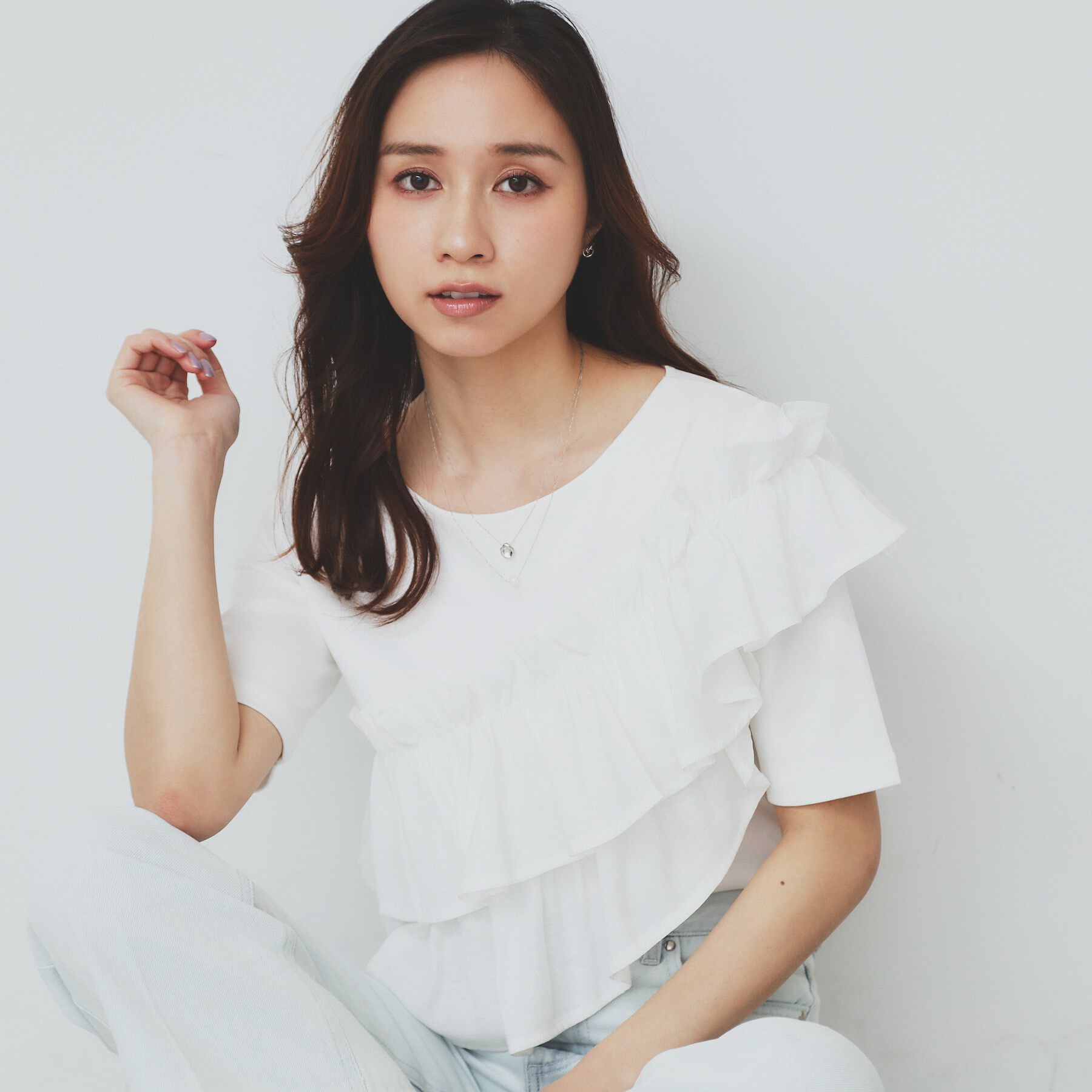 index「アシメフリルトップス【UV/接触冷感/洗濯機洗い可】」|Tシャツ・カットソー|オフホワイト(003