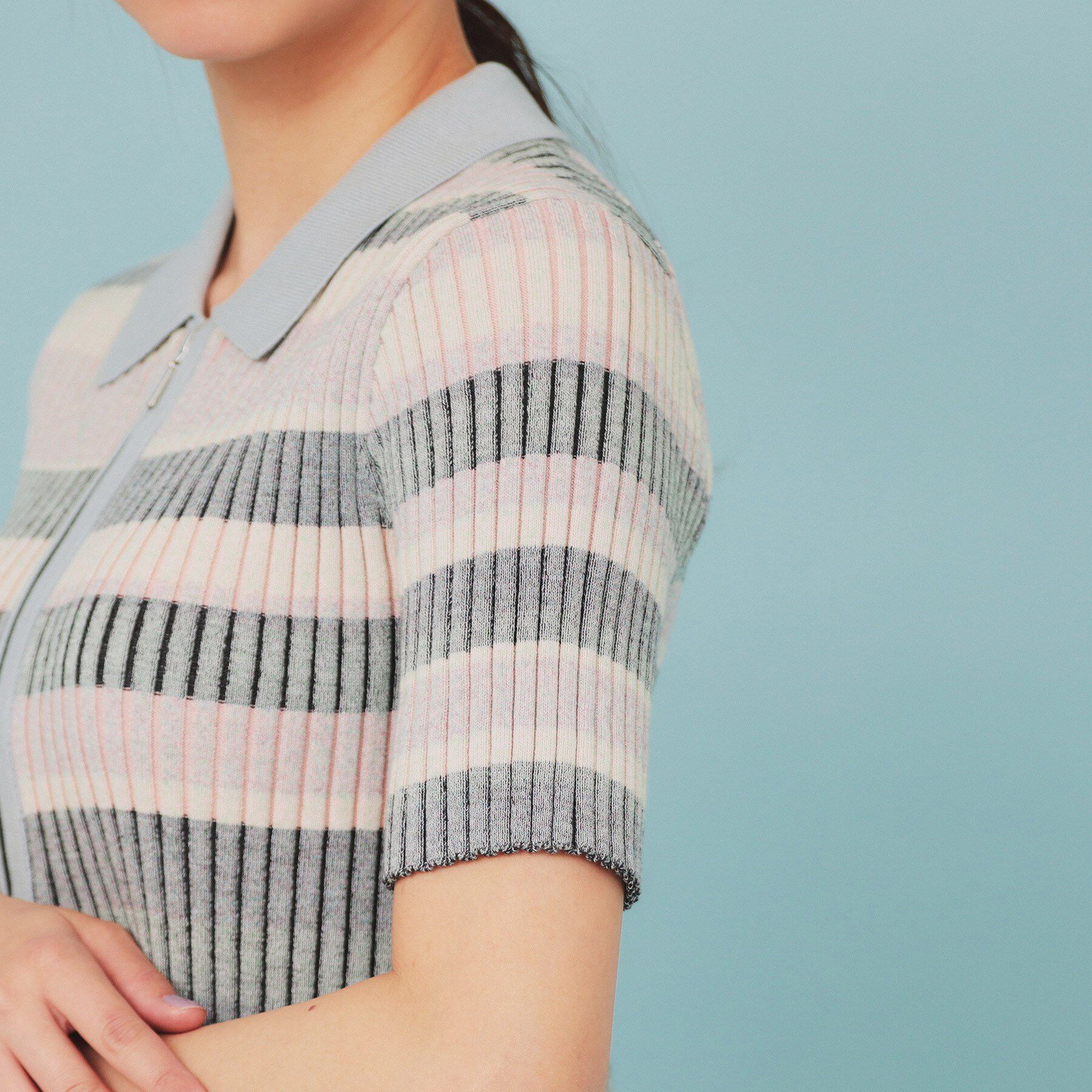 index「マルチボーダーダブルジップニット【洗濯機洗い可】」|カーディガン|