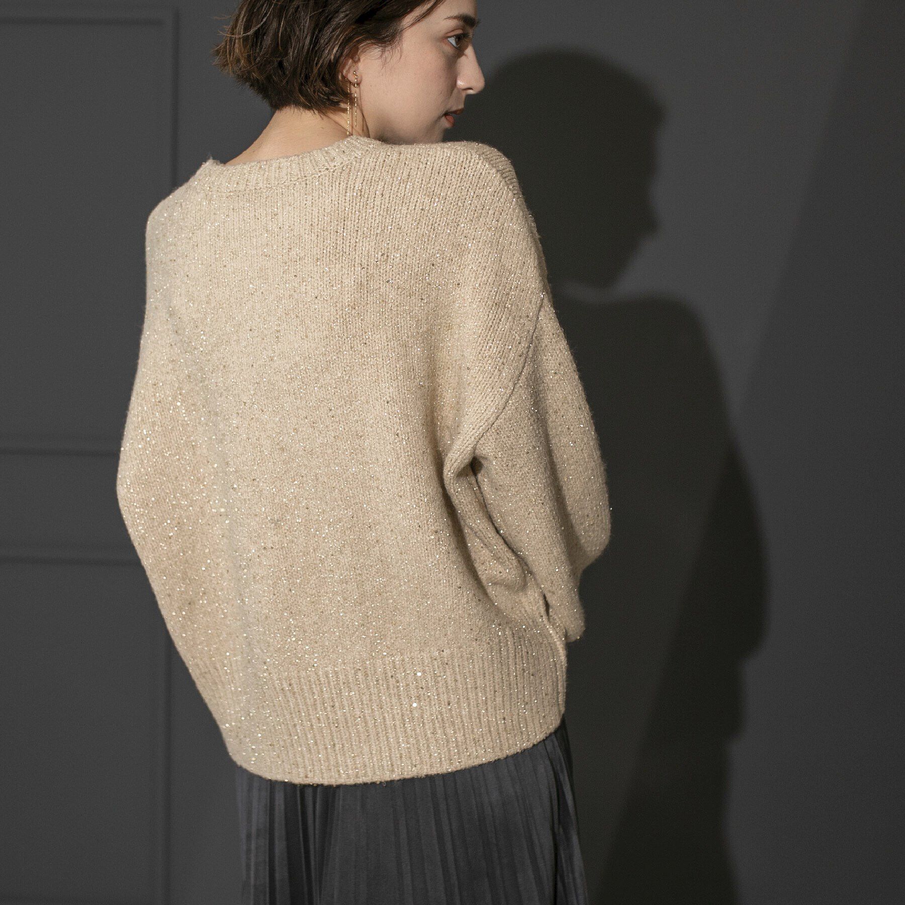 OPAQUE.CLIP「スパンコールラメ ミドルゲージニット」|ニット・セーター|