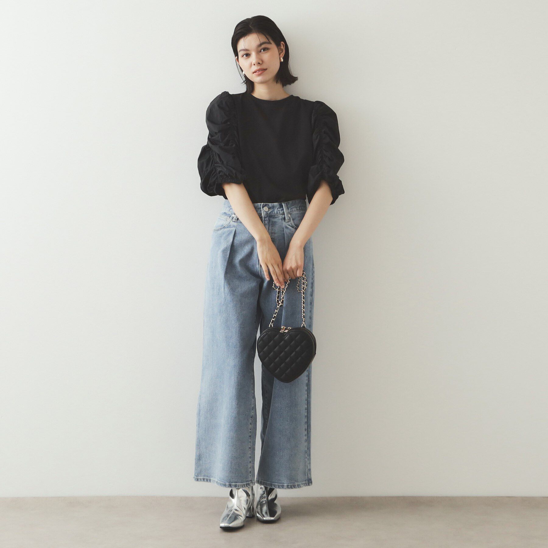 OPAQUE.CLIP「シアーシャーリングスリーブ ドッキングカットソー【洗濯機洗い可】」|Tシャツ・カットソー|