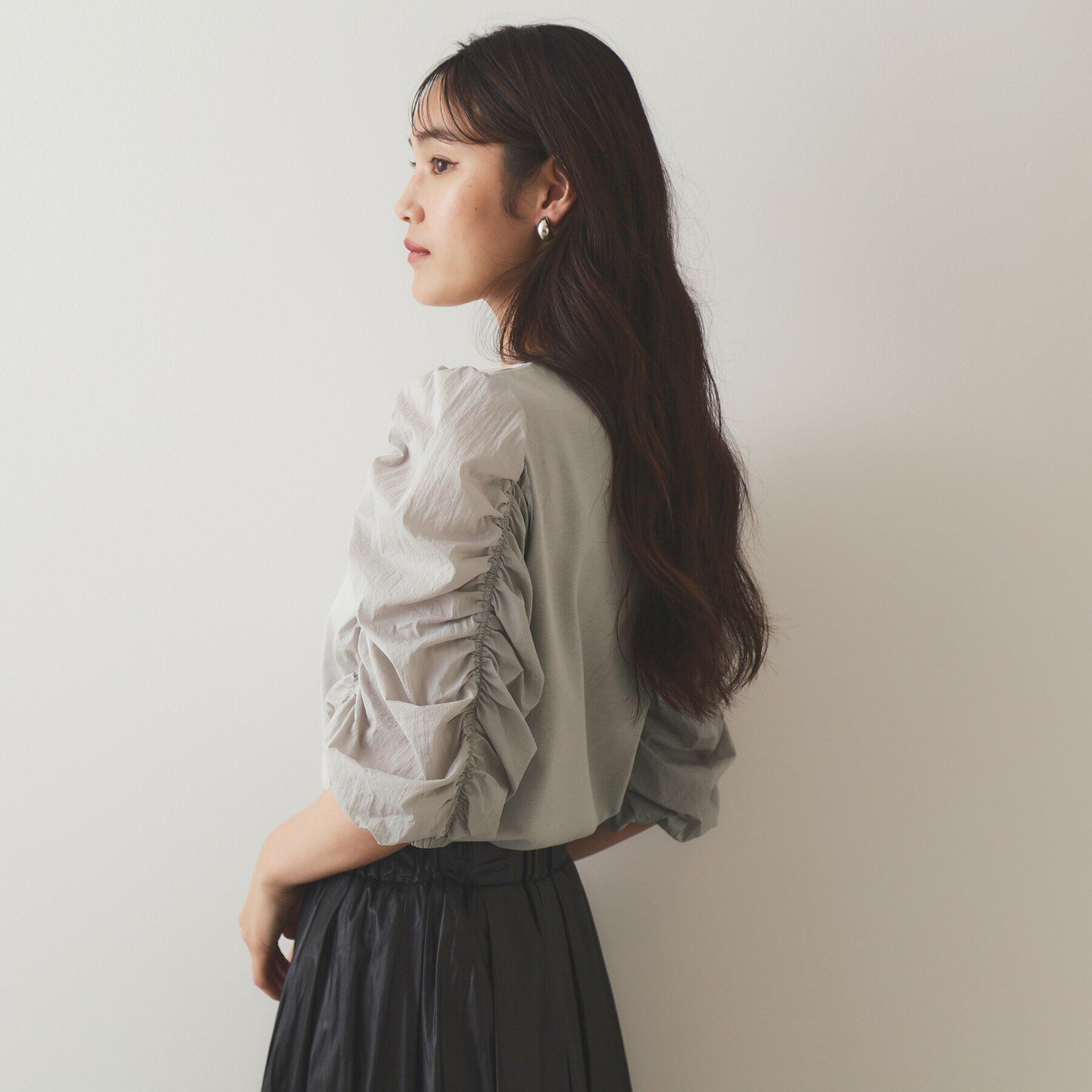 OPAQUE.CLIP「シアーシャーリングスリーブ ドッキングカットソー【洗濯機洗い可】」|Tシャツ・カットソー|