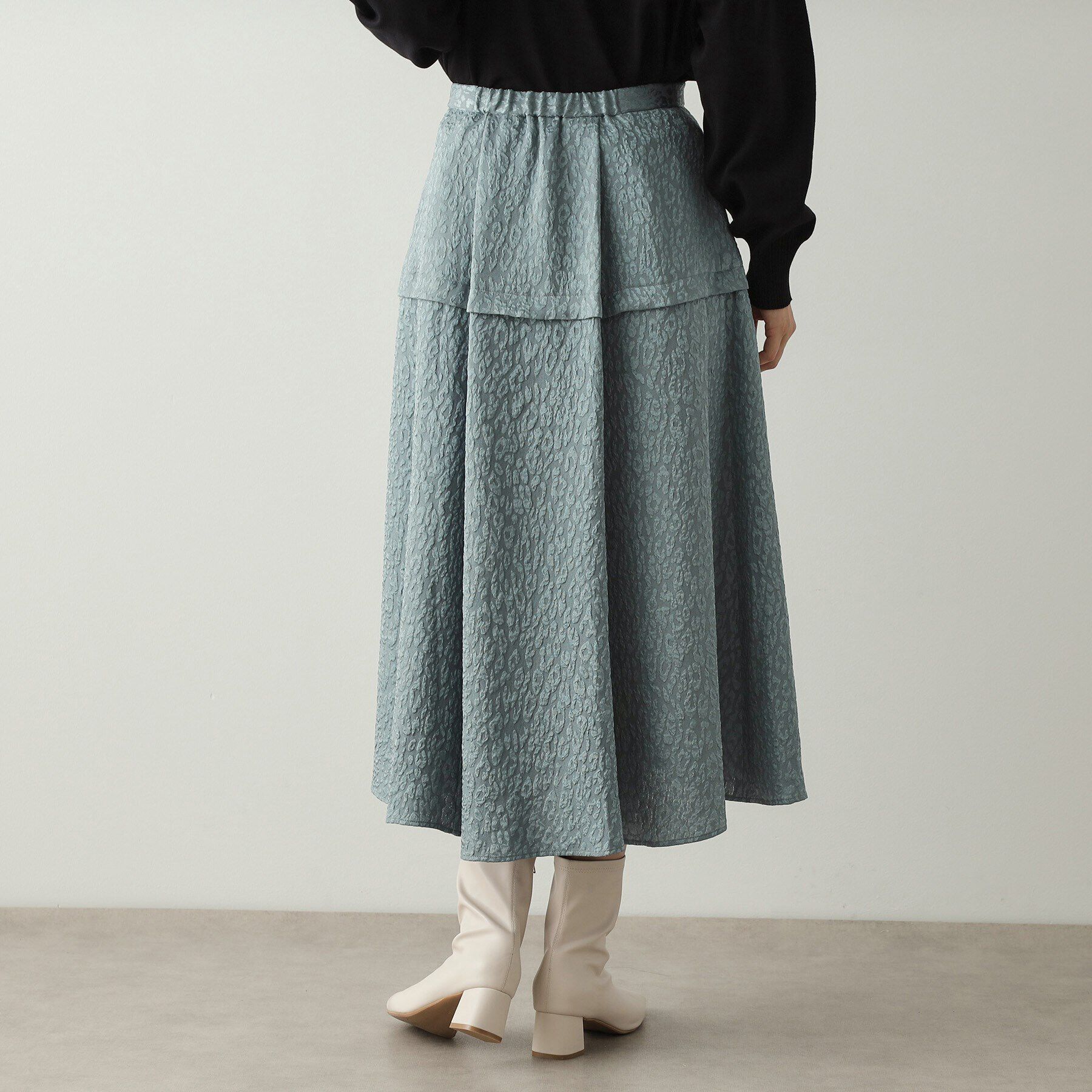 OPAQUE.CLIP「《美人百花掲載》レオパードジャカード フレアスカート【洗濯機洗い可】」|スカート|