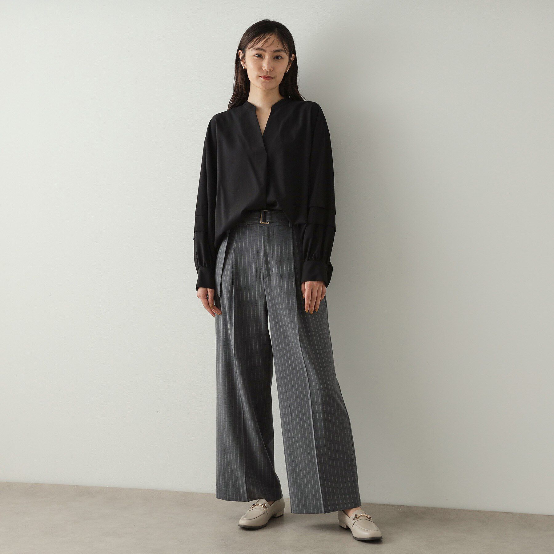 OPAQUE.CLIP「タックスリーブ スキッパーシャツ【洗濯機洗い可】」|シャツ・ブラウス|